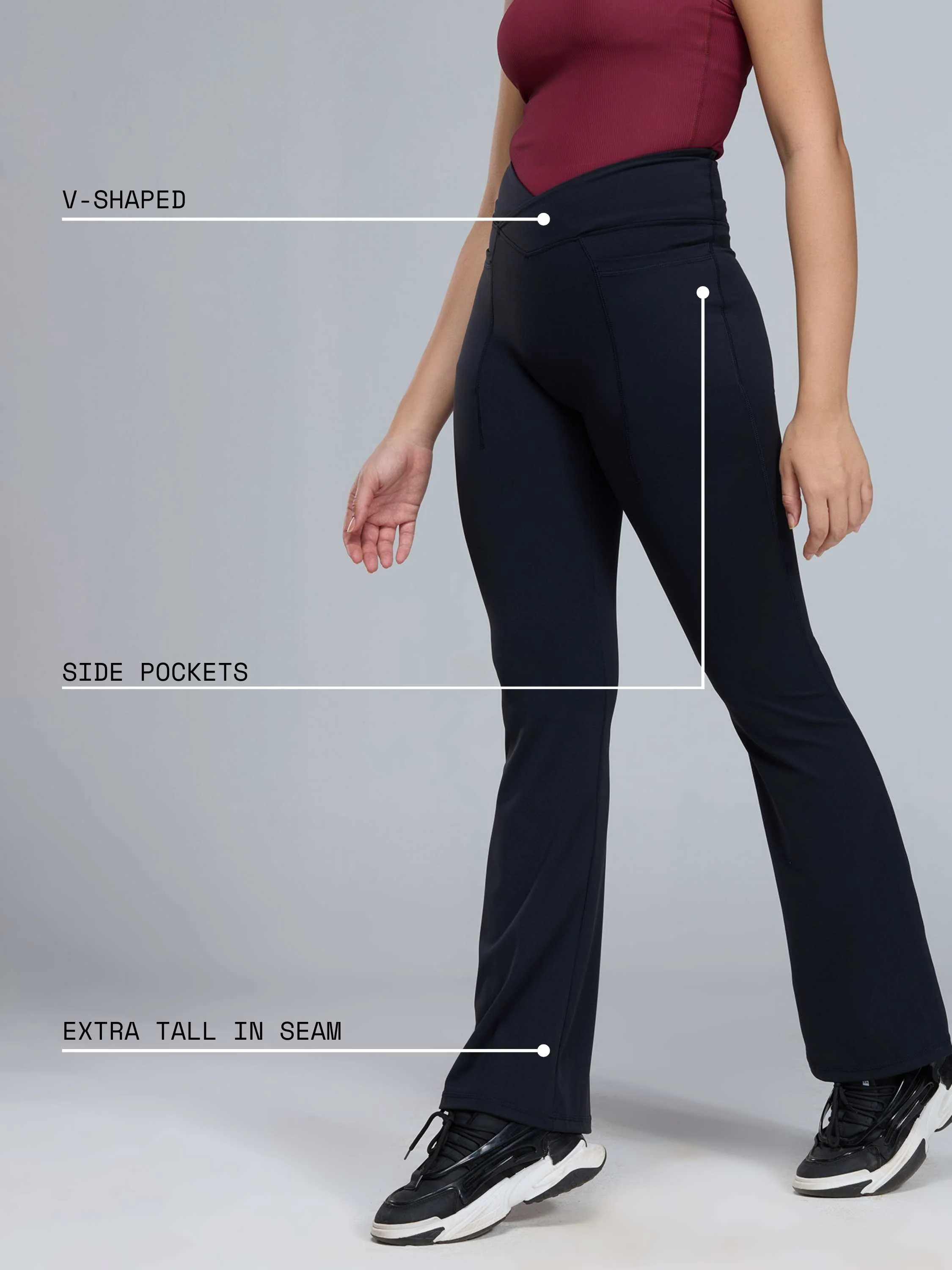 Obsidian Black Extra Tall Hourglass Flared Leggings - Image 4