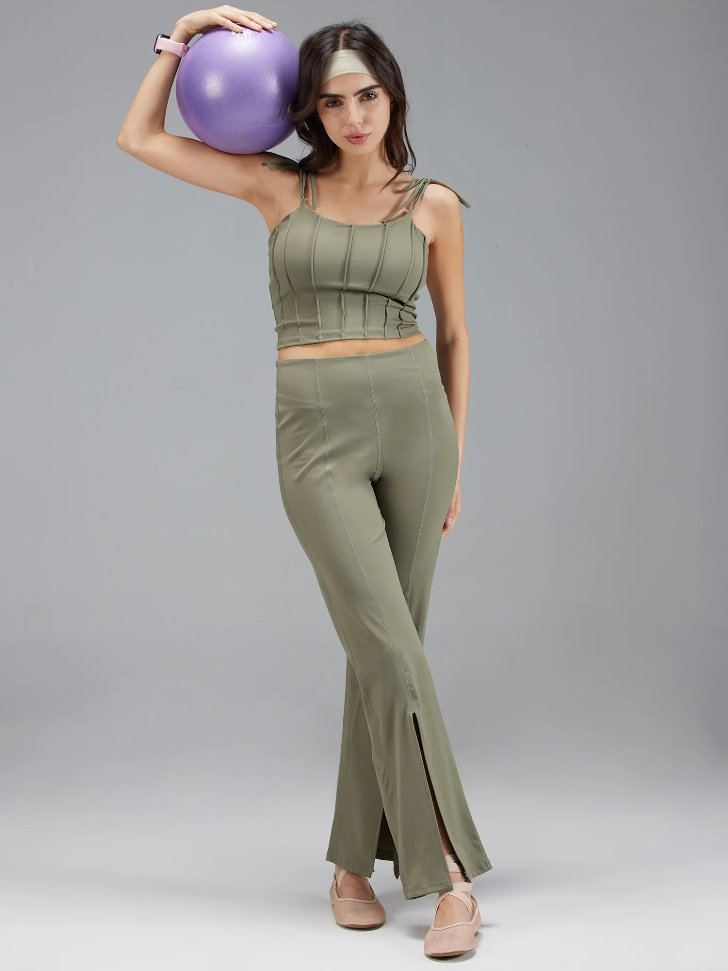 Olive Retro Flare Pants - Image 2