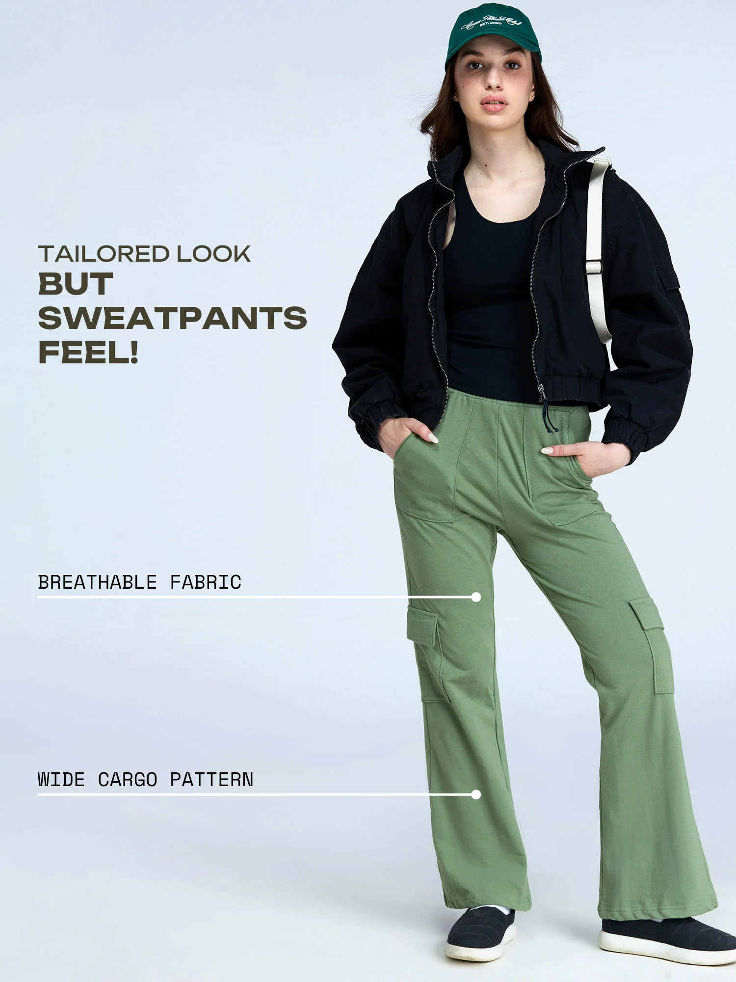 Olive Wide Cargo Joggers - Image 3
