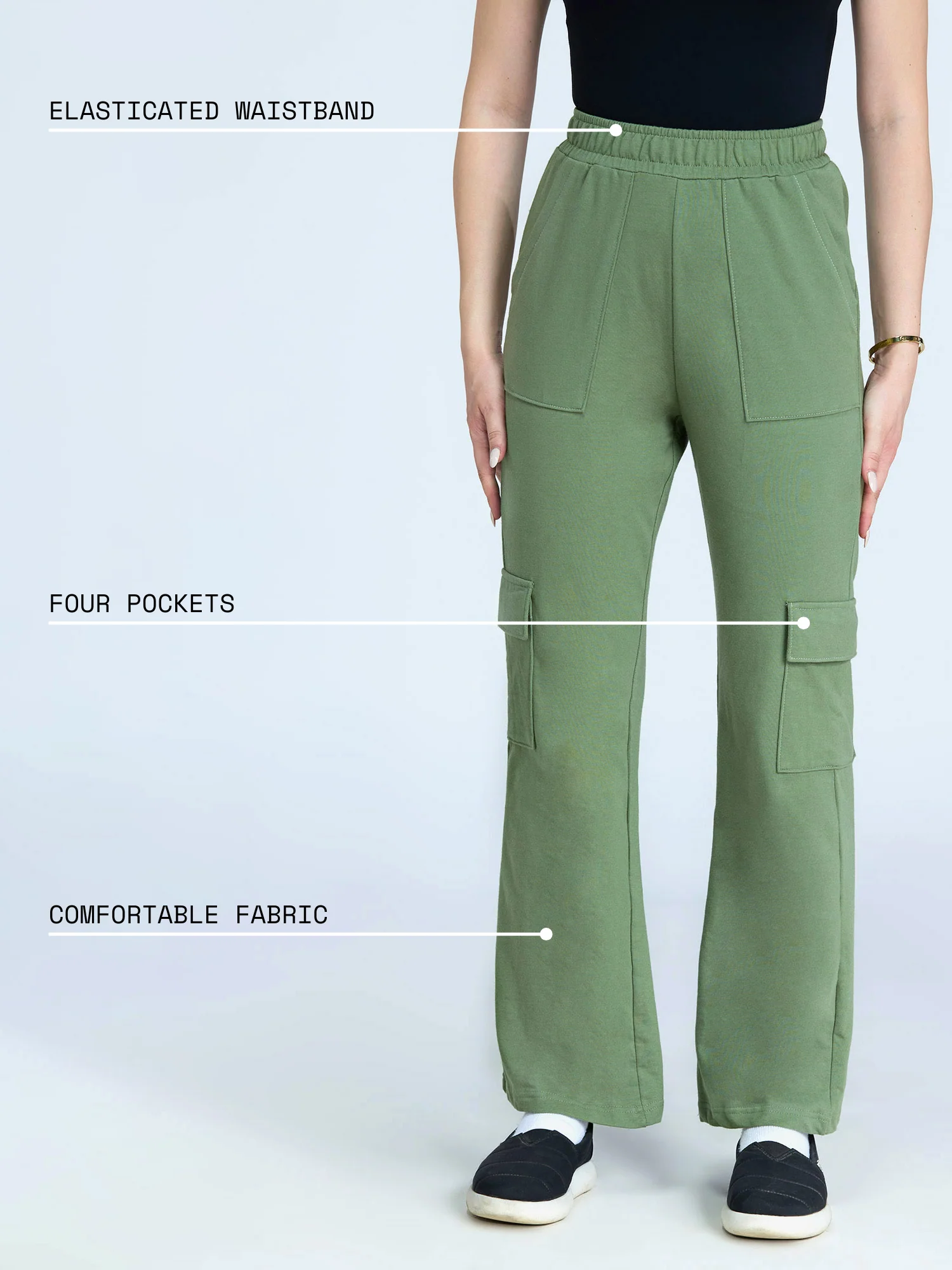 Olive Wide Cargo Joggers - Image 4