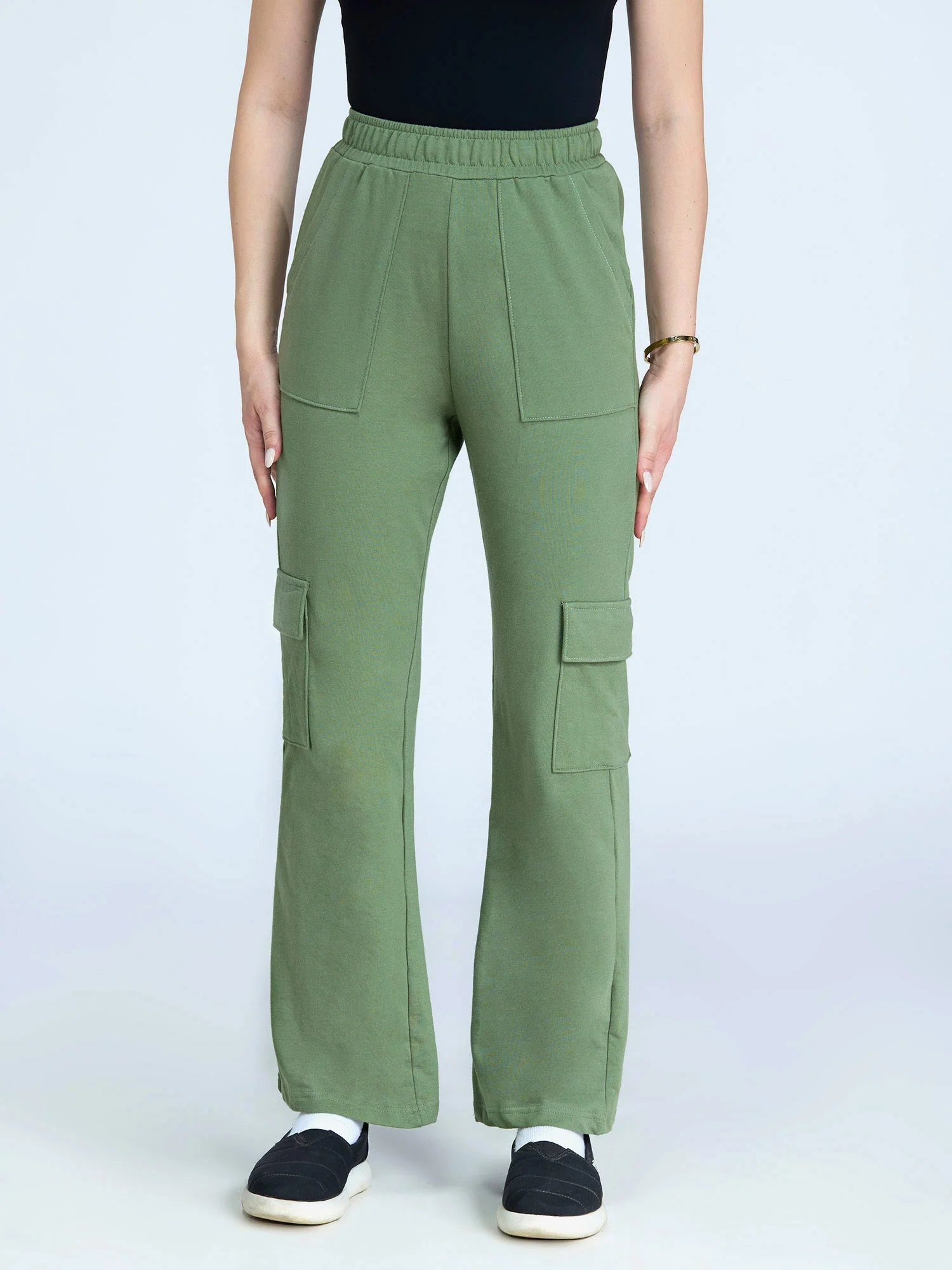 Olive Wide Cargo Joggers - Image 6