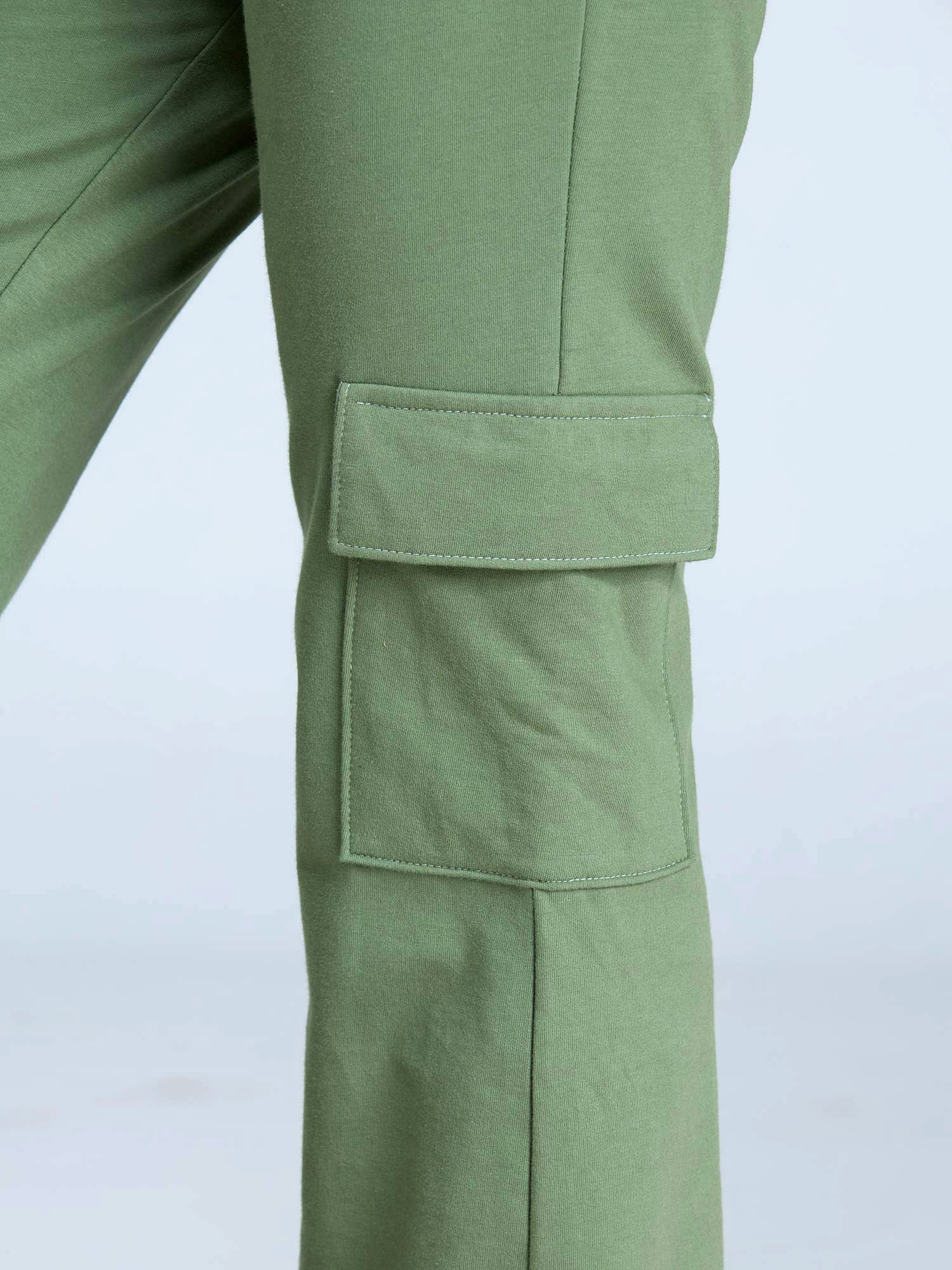 Olive Wide Cargo Joggers - Image 8