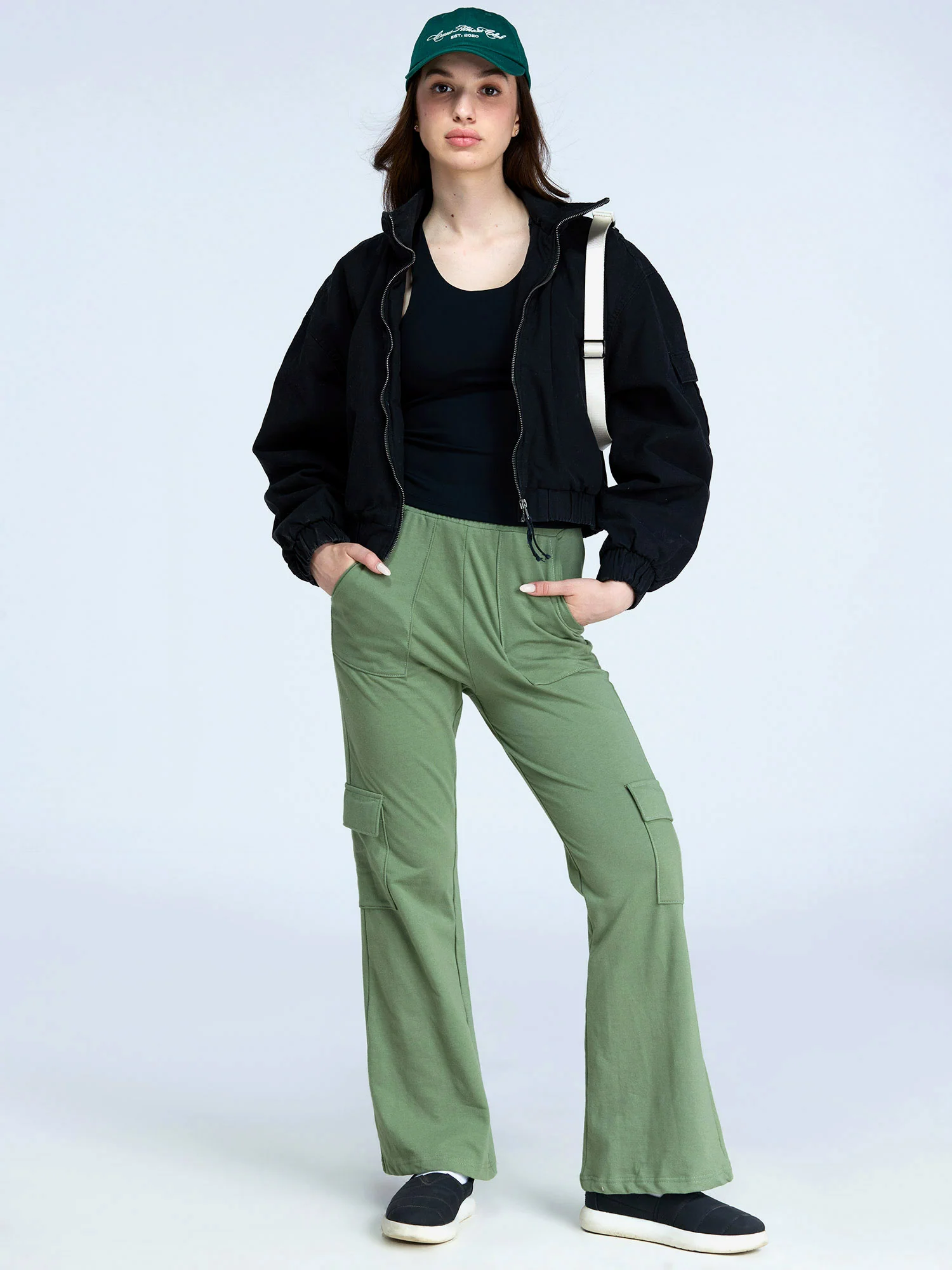 Olive Wide Cargo Joggers - Image 9