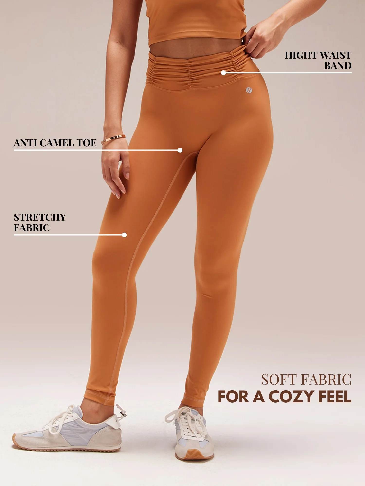 Pecan Ruched Waist Leggings - Image 3