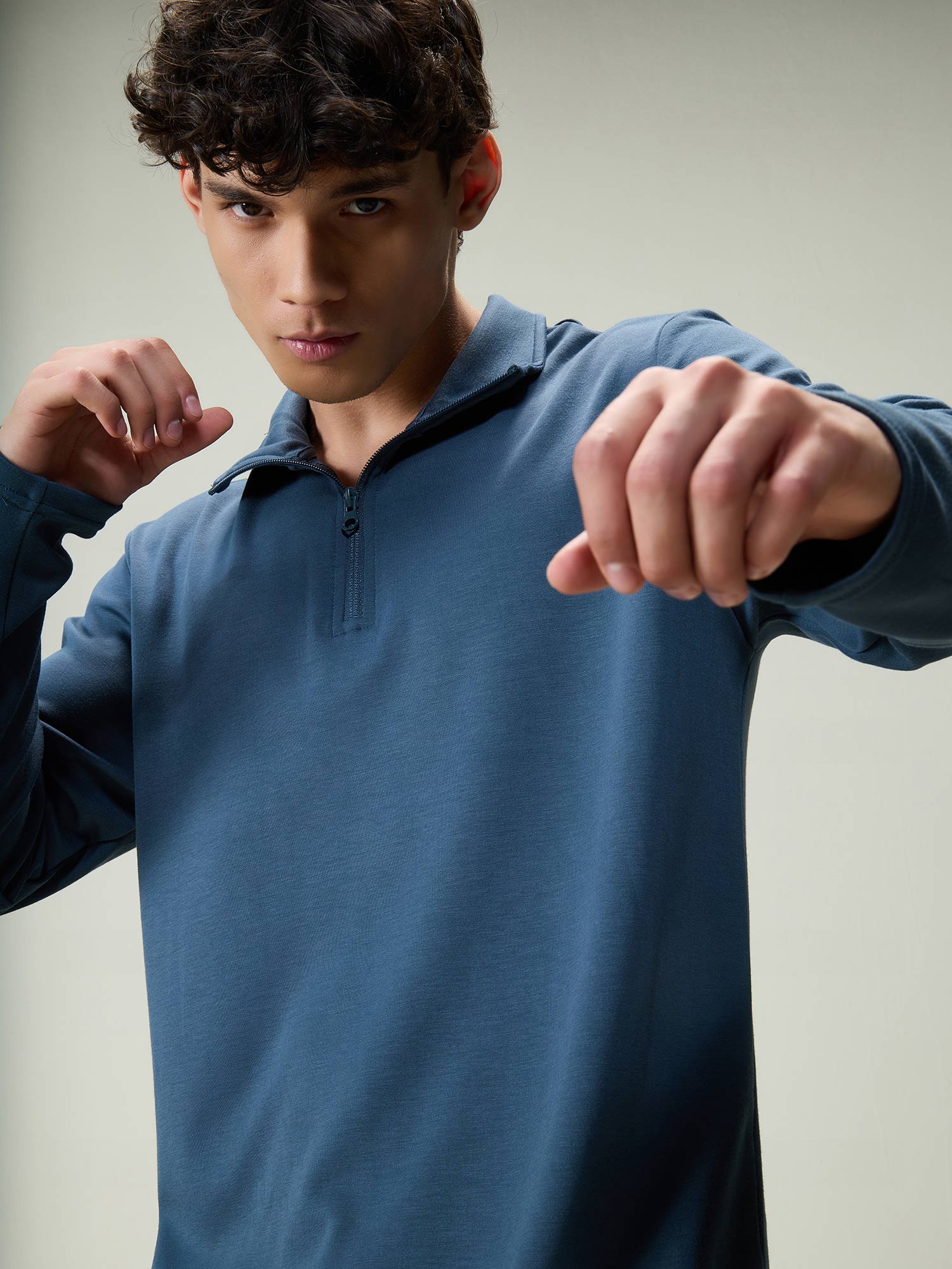 Petrol Blue Modal Quarter Zip - Image 5