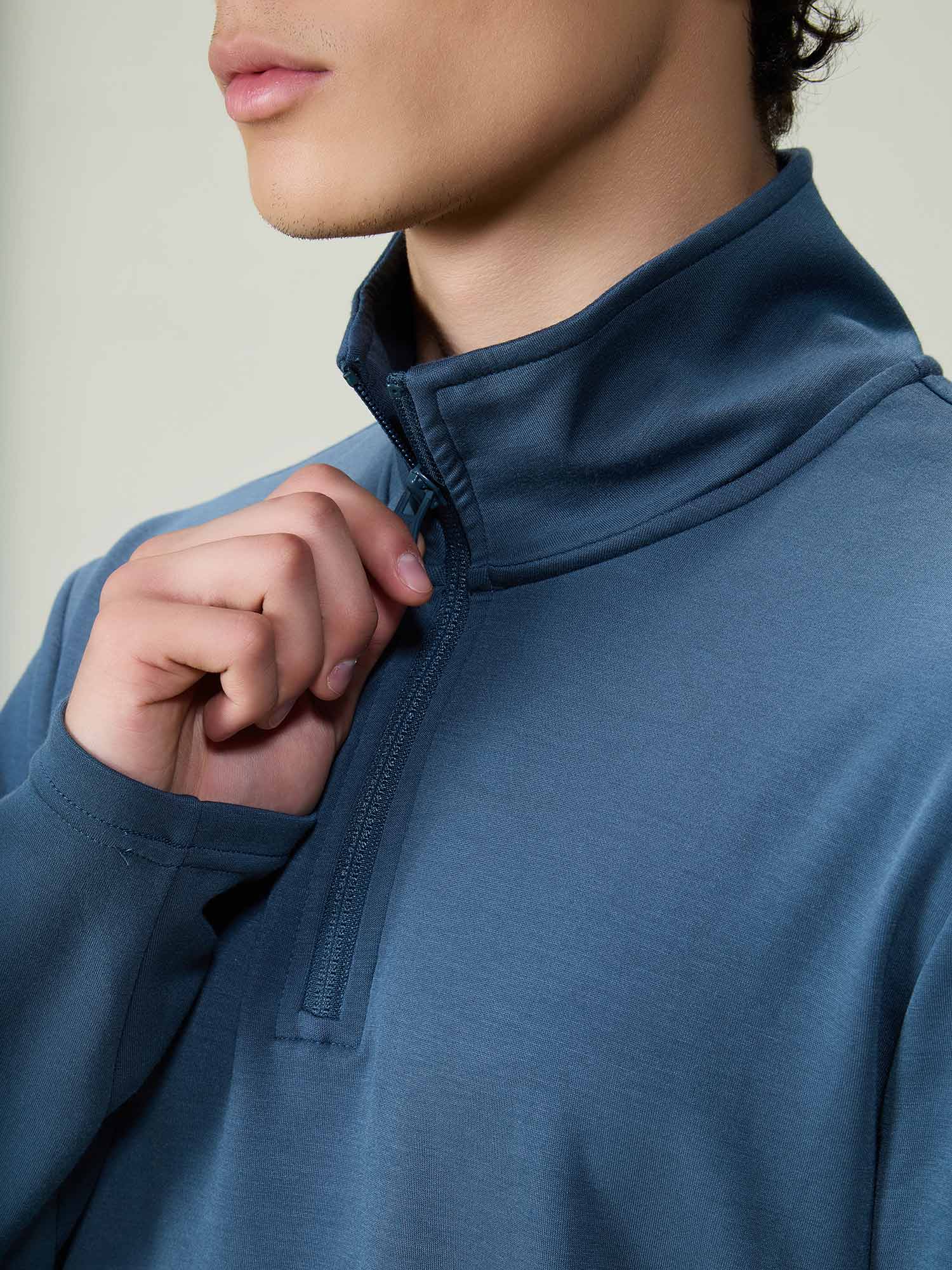 Petrol Blue Modal Quarter Zip - Image 6