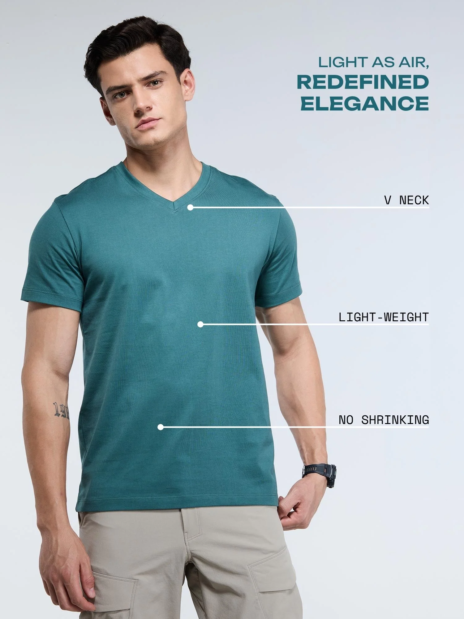 Pine Supima V Neck T-Shirt - Regular Fit - Image 4