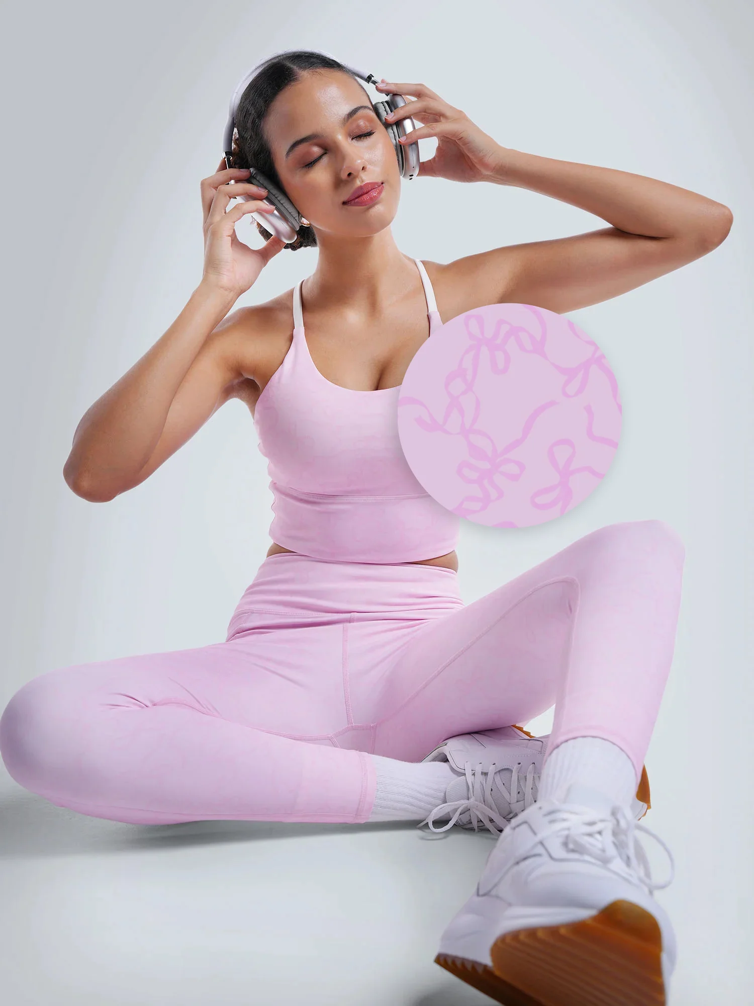 Pink Bow Cross Back Sports Bra - Image 2