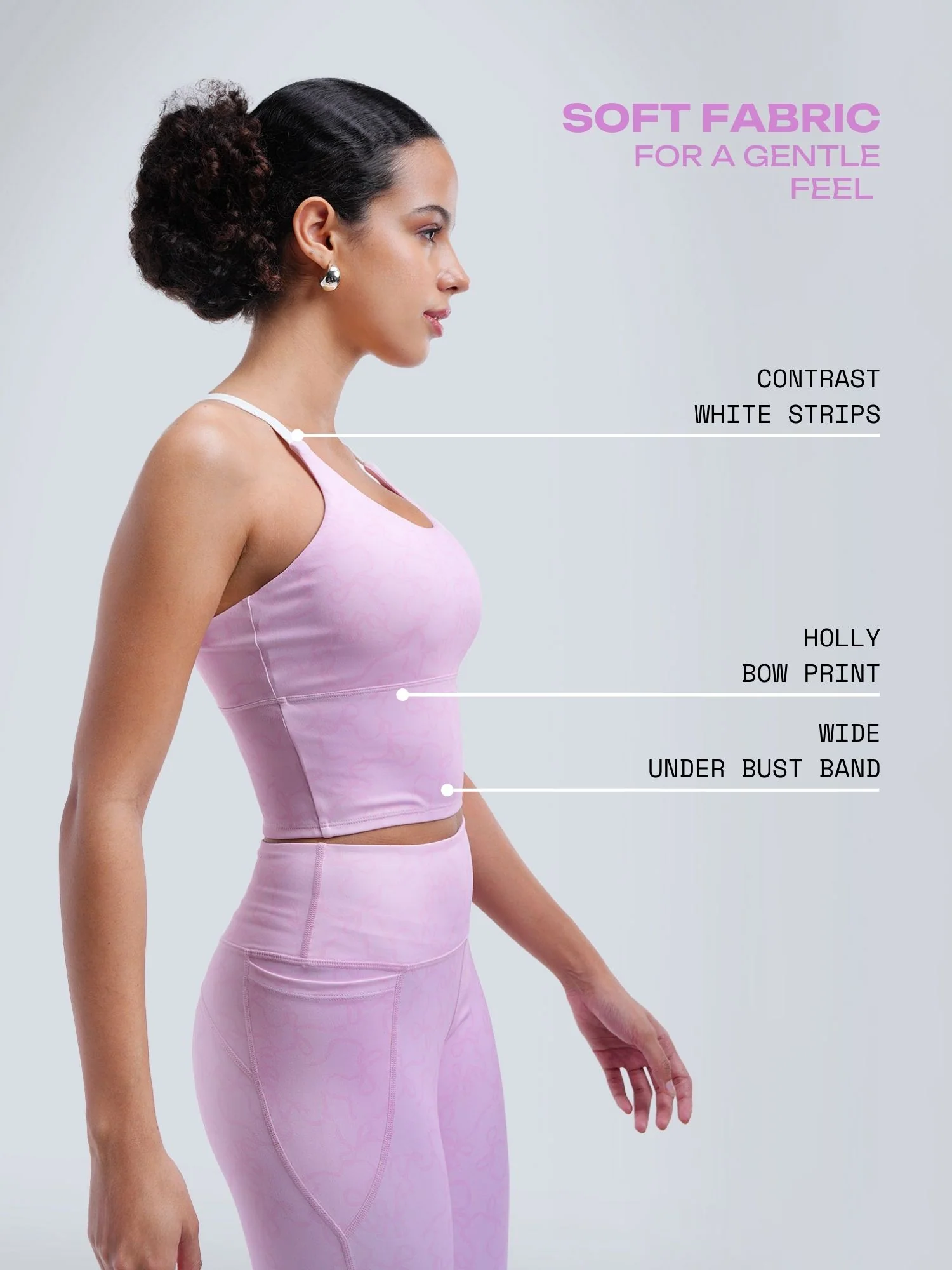 Pink Bow Cross Back Sports Bra - Image 3
