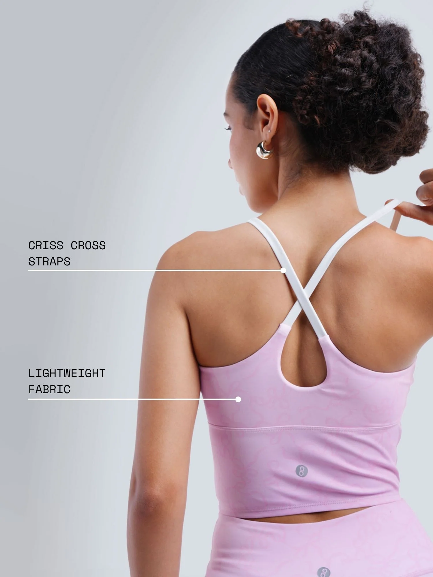 Pink Bow Cross Back Sports Bra - Image 4