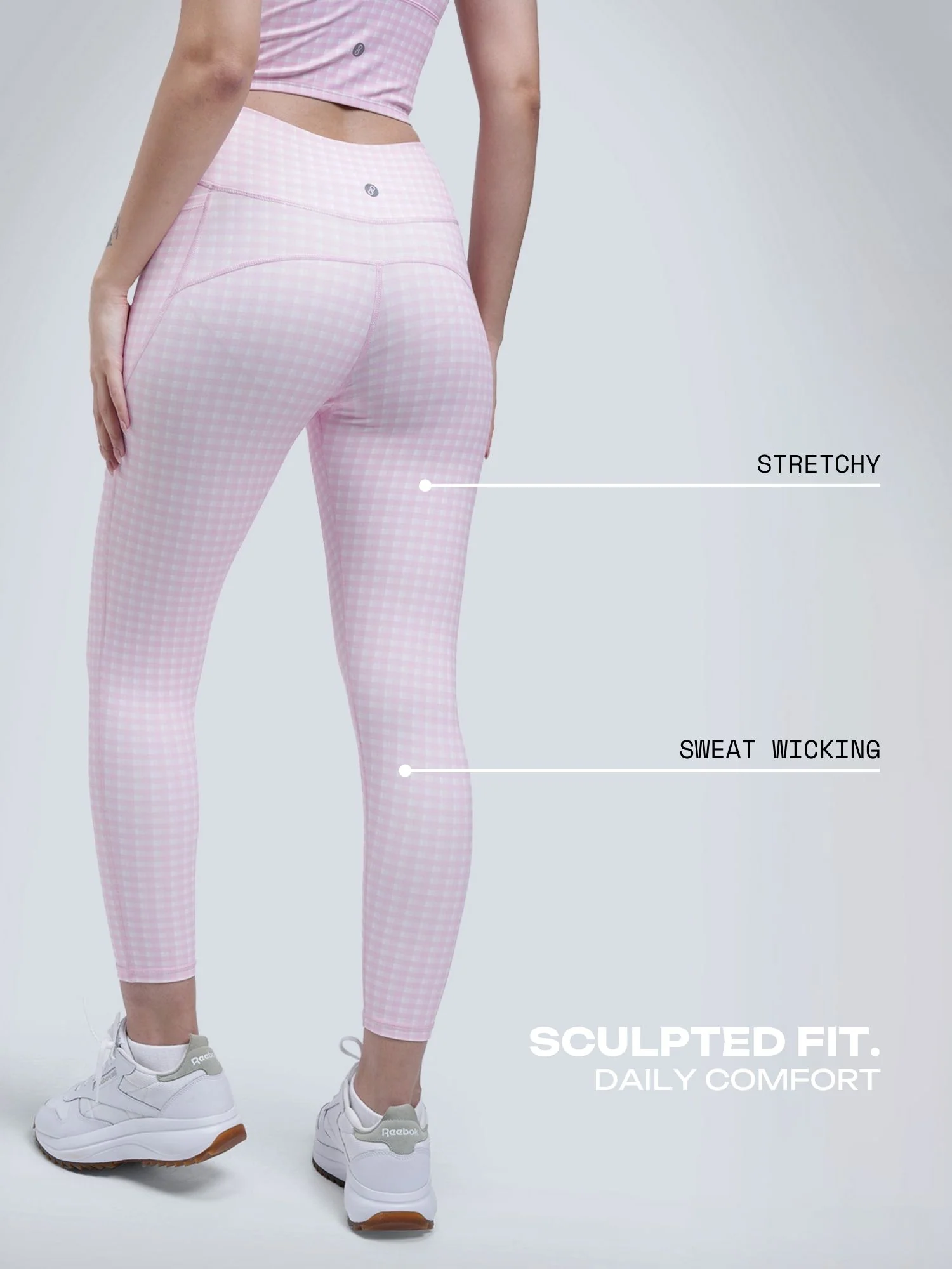 Pink Gingham Sculpt Core Leggings - Image 3