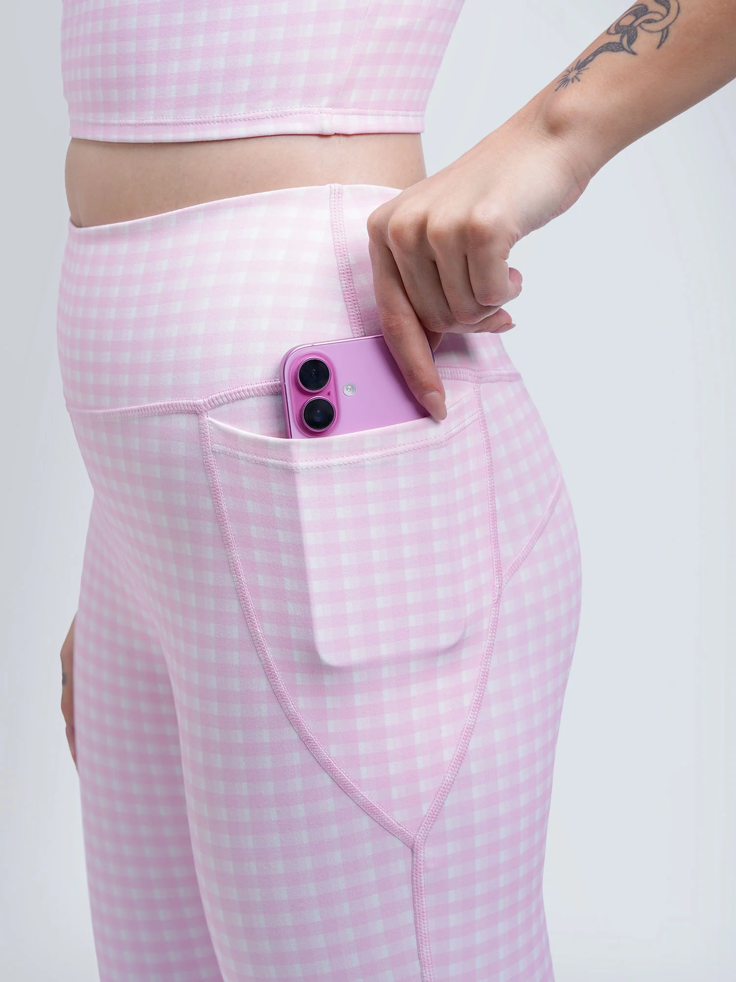 Pink Gingham Sculpt Core Leggings - Image 7