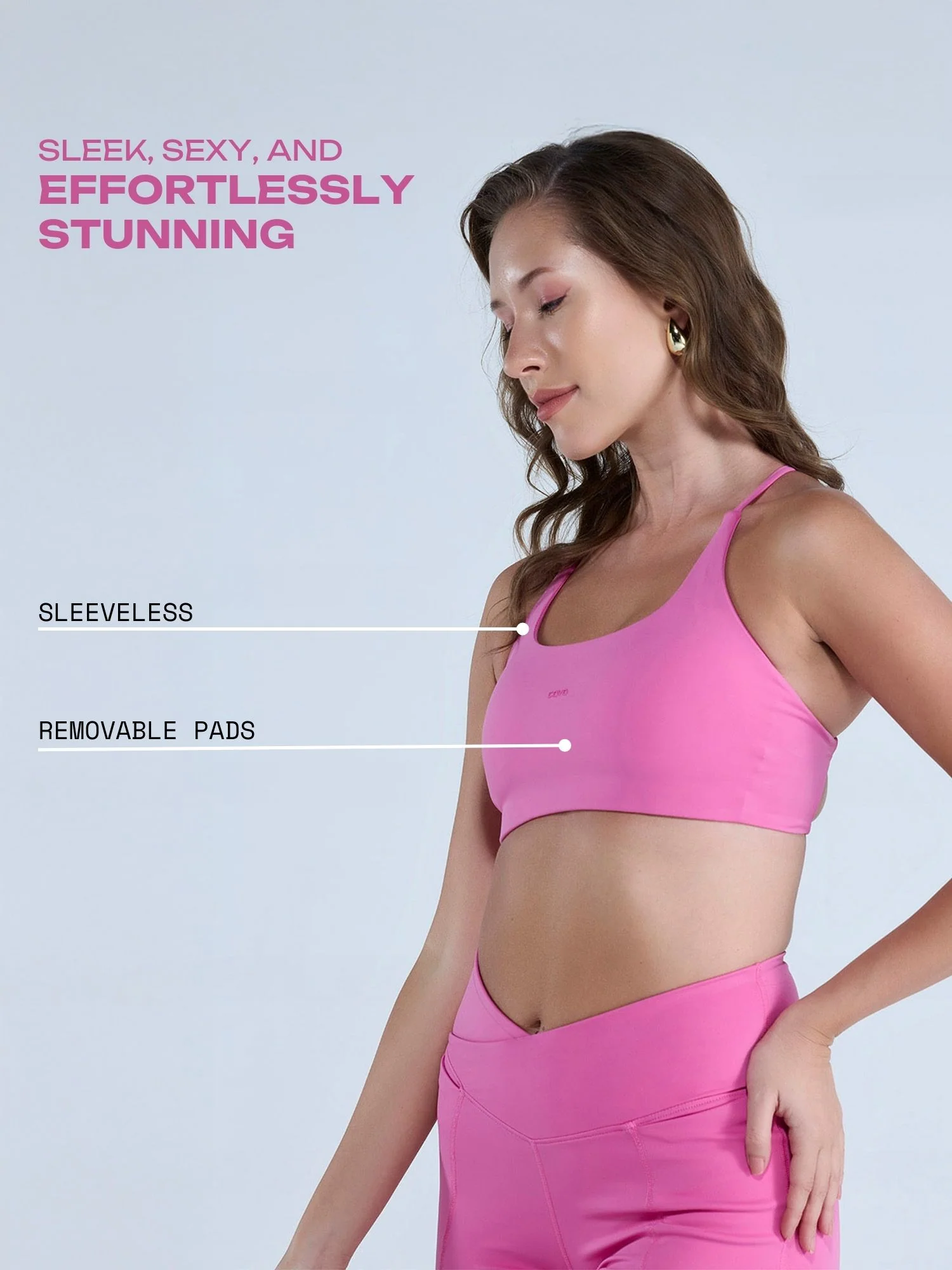 Pink Strap Back Sports Bra - Image 3