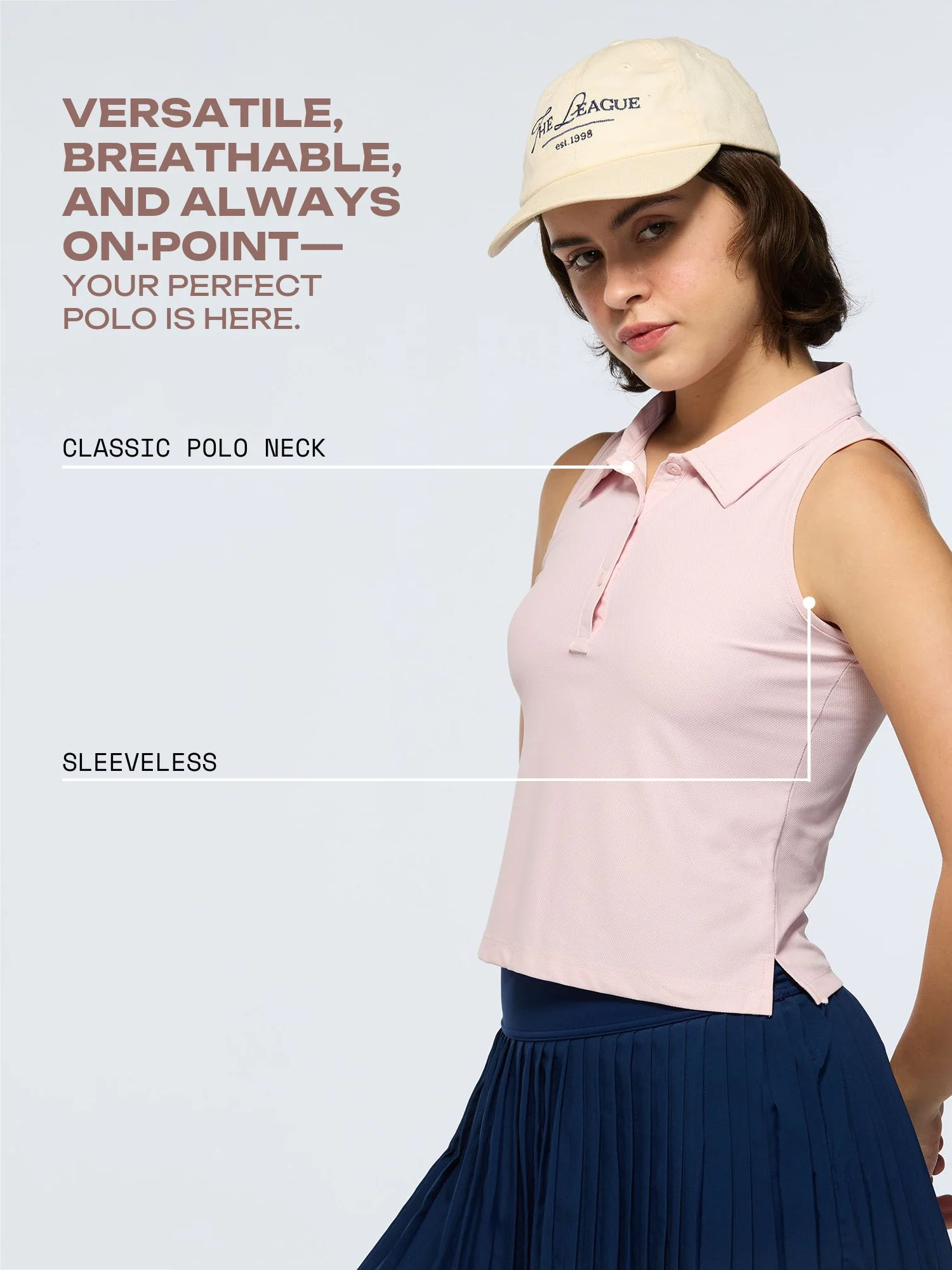 Pink Techpique Sleeveless Polo - Image 3