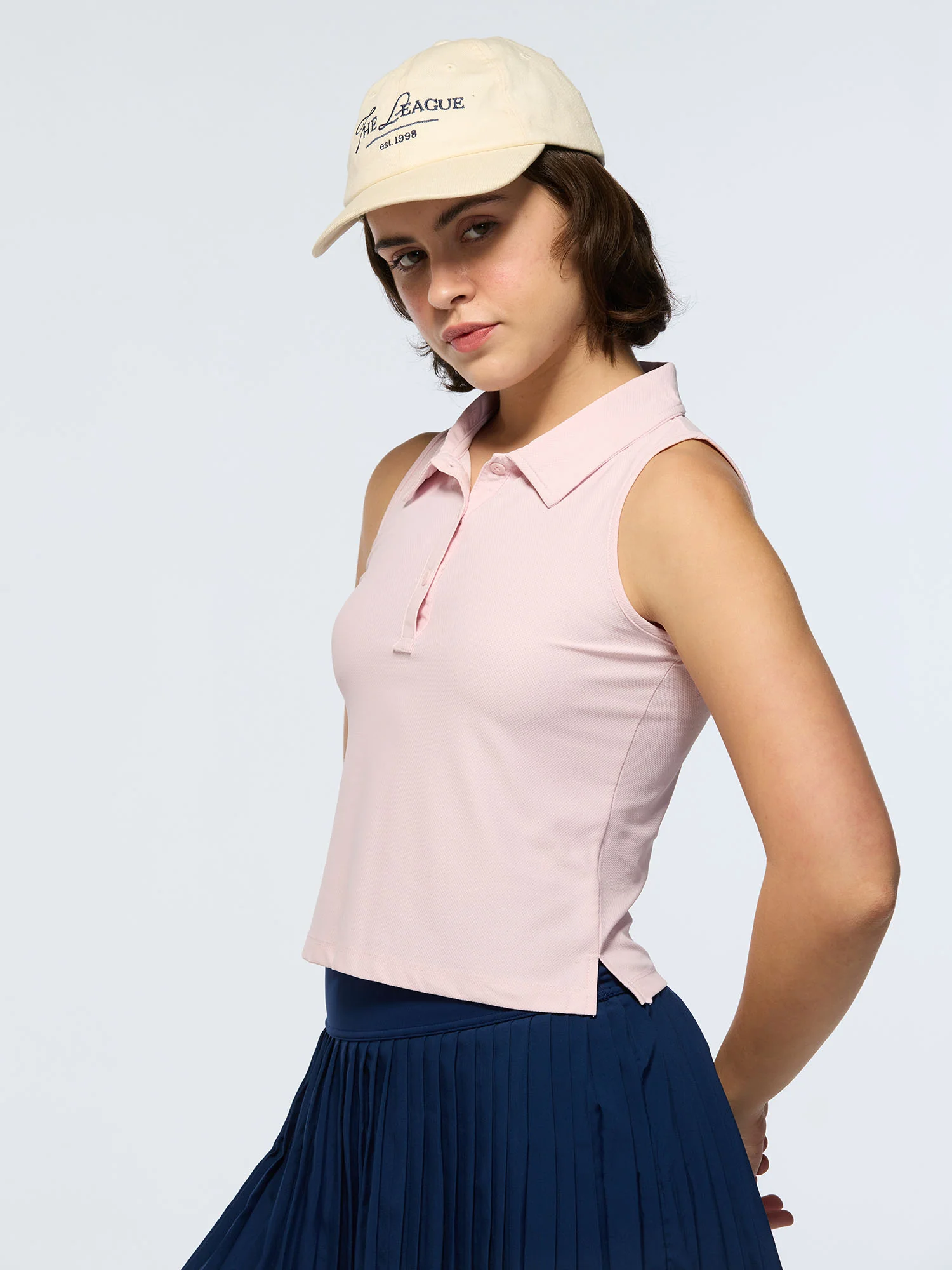 Pink Techpique Sleeveless Polo - Image 5