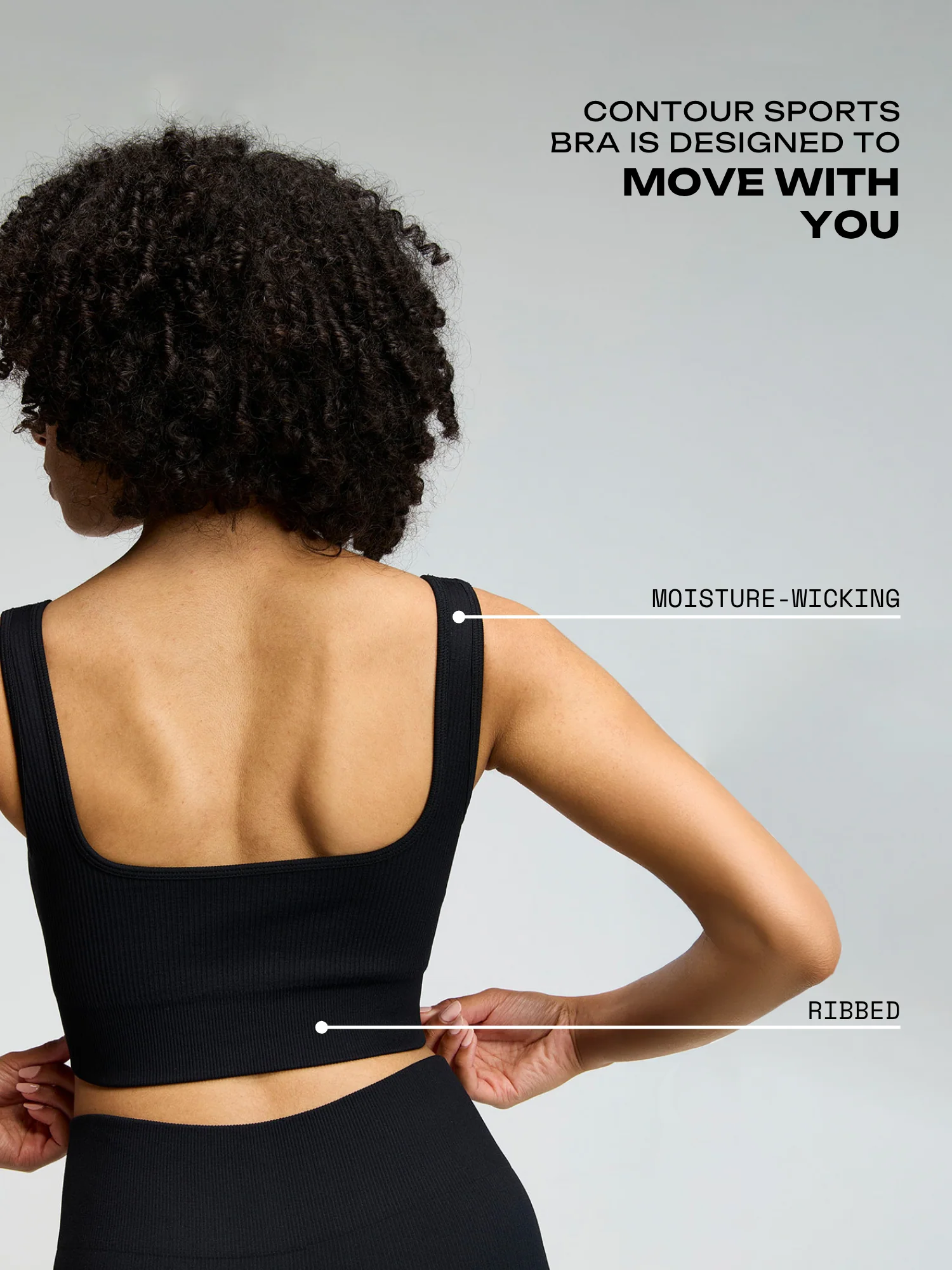 Raven Black Contoured Seamless Sports Bra - Image 3