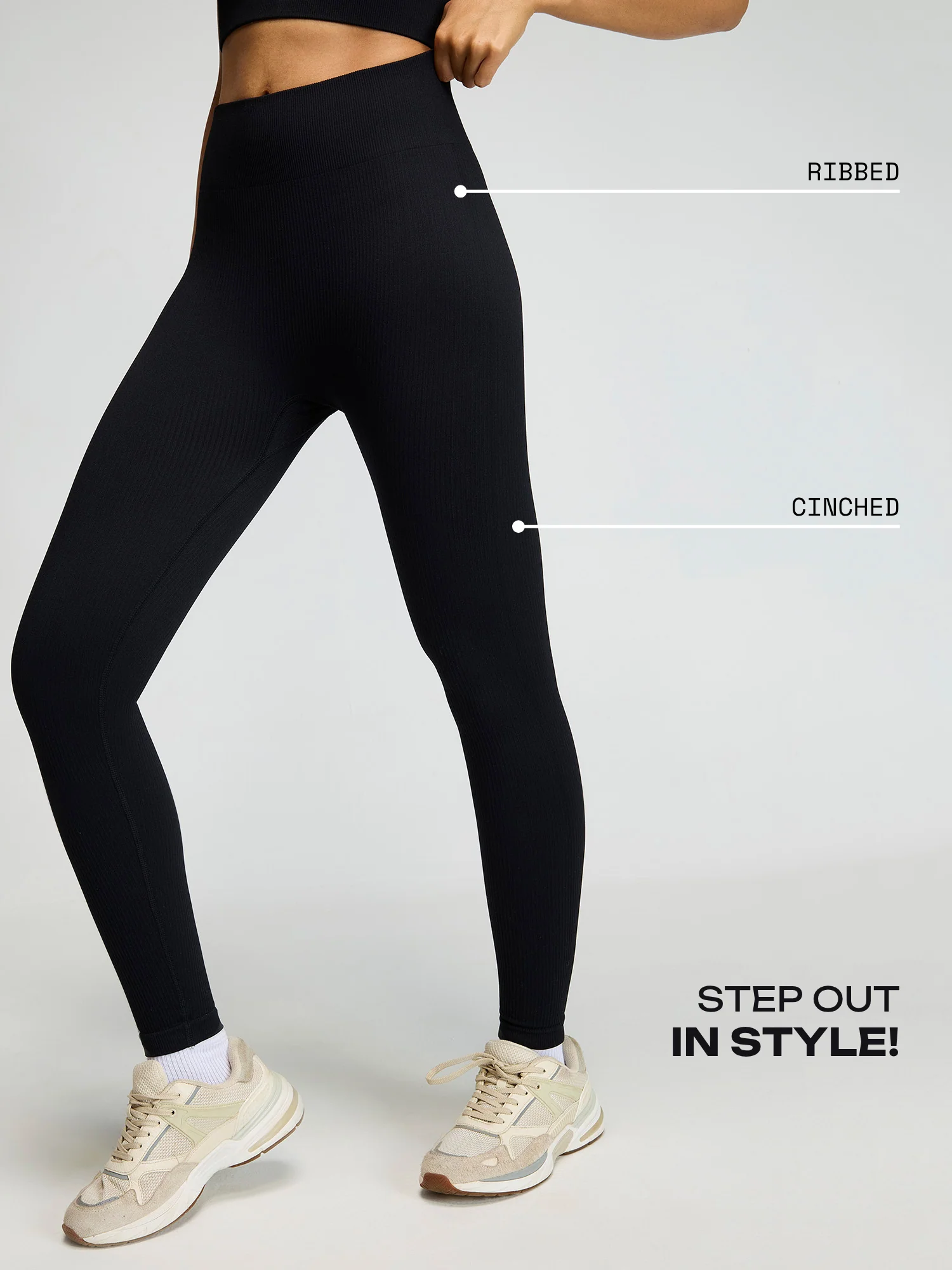 Raven Black Seamless Cinched Leggings - Image 3