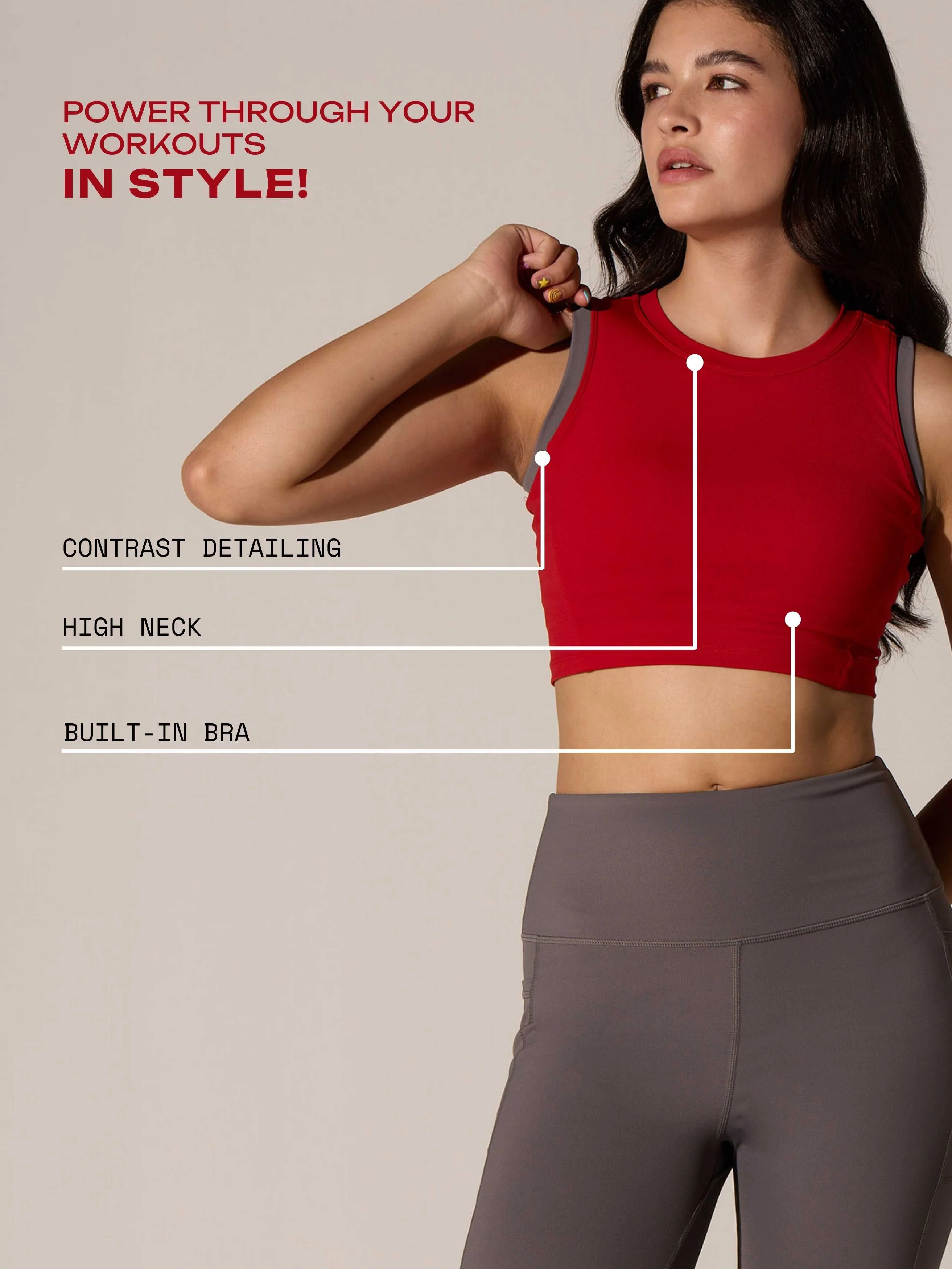 Red In-Vest Sports Bra - Image 3