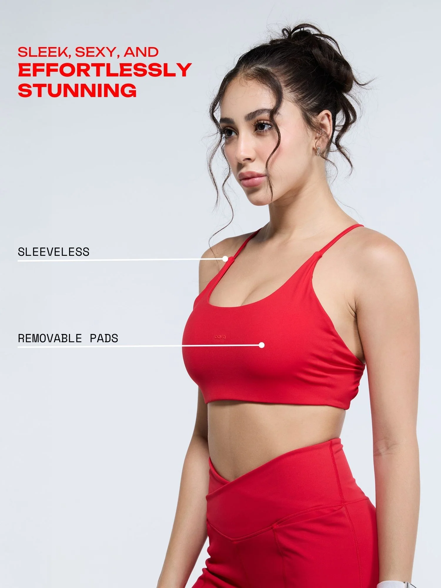Red Strap Back Sports Bra - Image 3