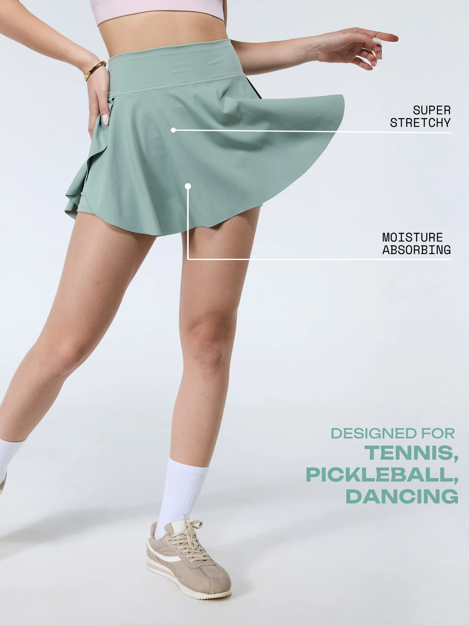 Sage Swirl Tennis Skorts - Image 3
