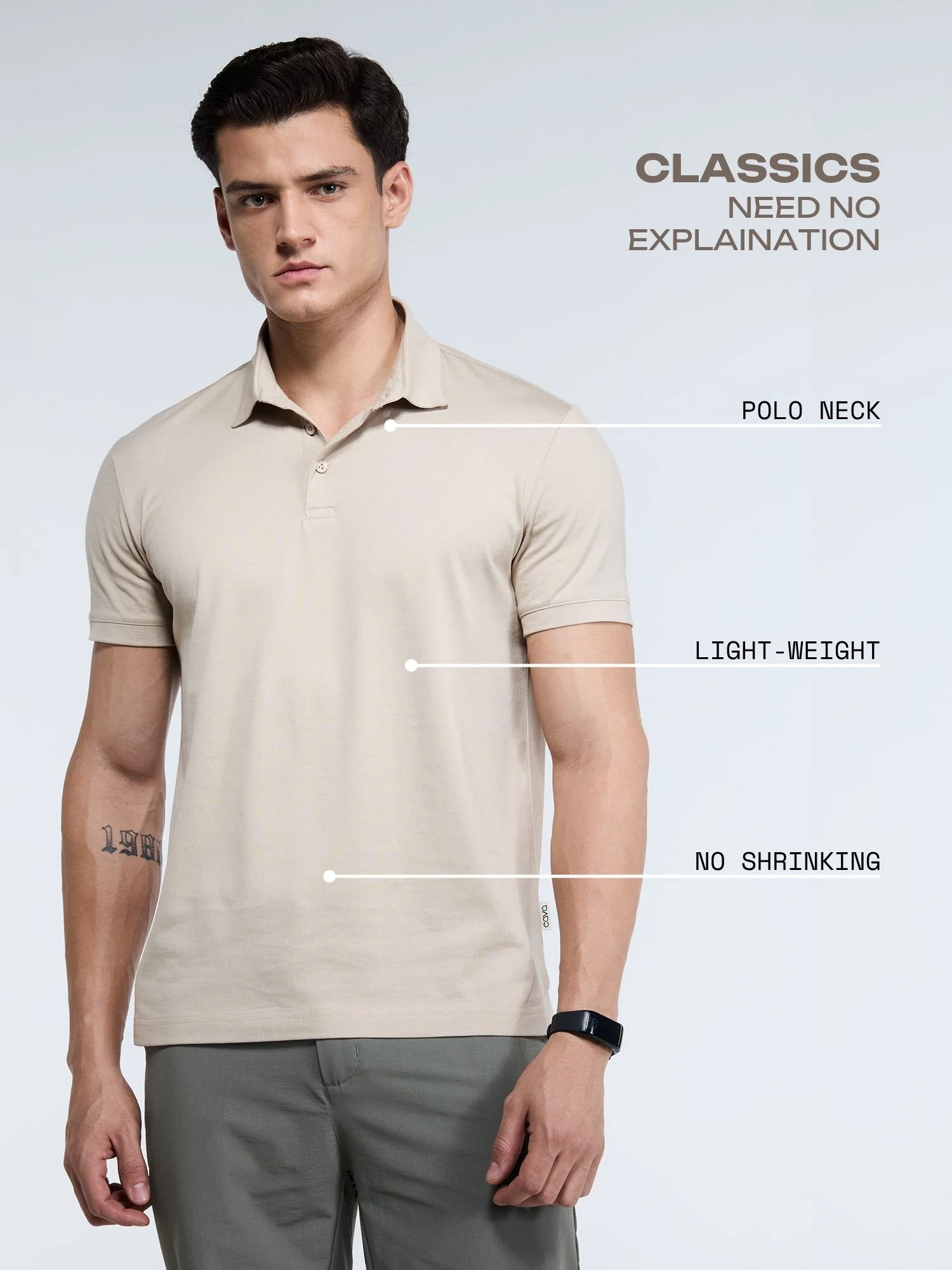 Sand Supima Polo T-Shirt - Regular Fit - Image 3