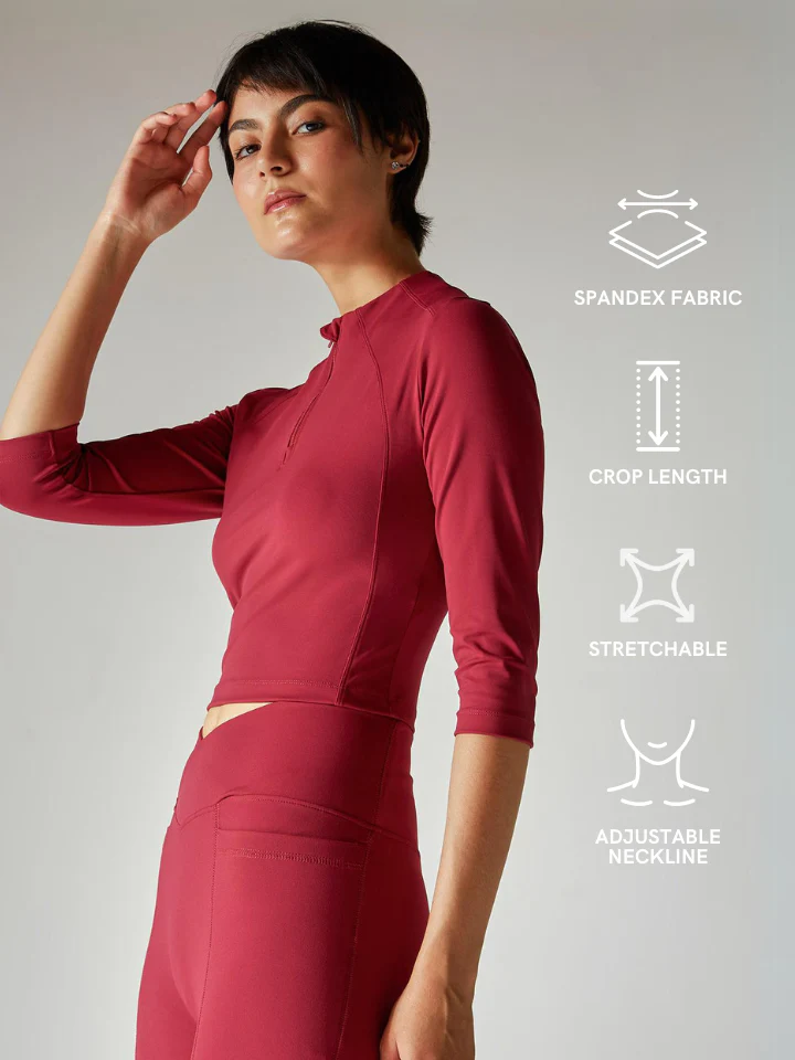 Sienna Red Silhouette Zip Top - Image 2