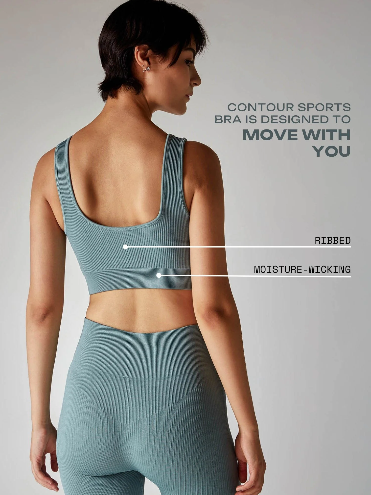 Slate Blue Contoured Seamless Sports Bra - Image 3