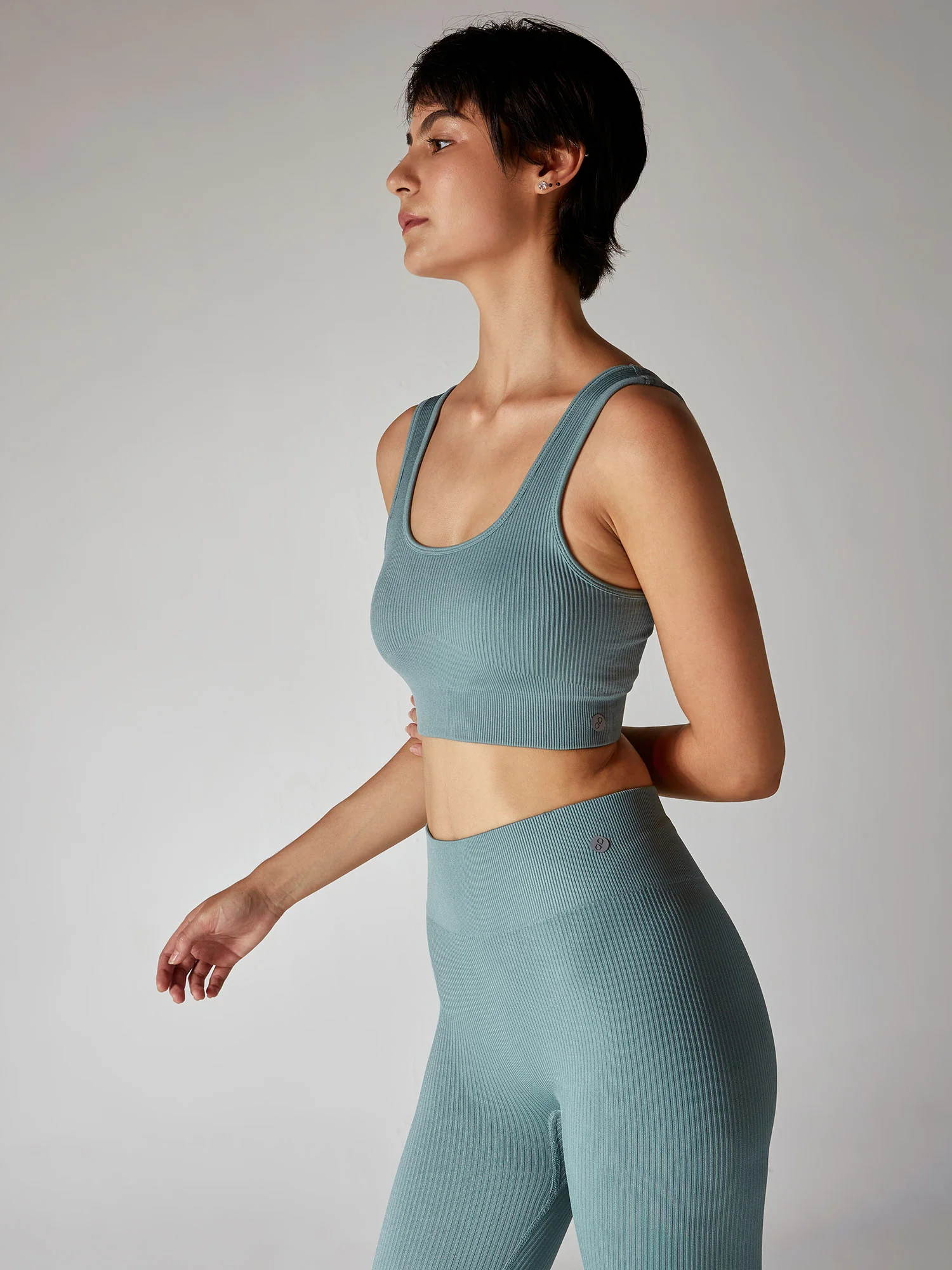 Slate Blue Contoured Seamless Sports Bra - Image 6