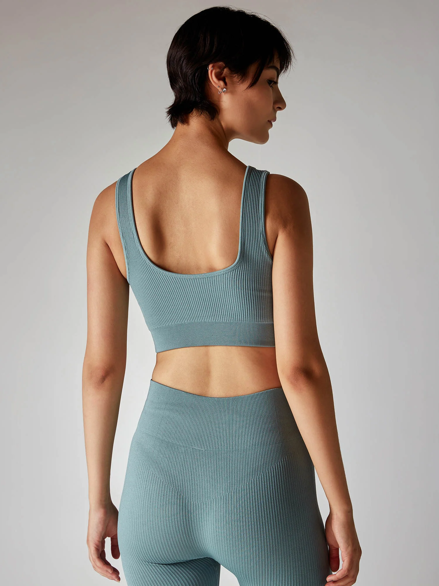 Slate Blue Seamless Cinched Activewear Set - Image 4