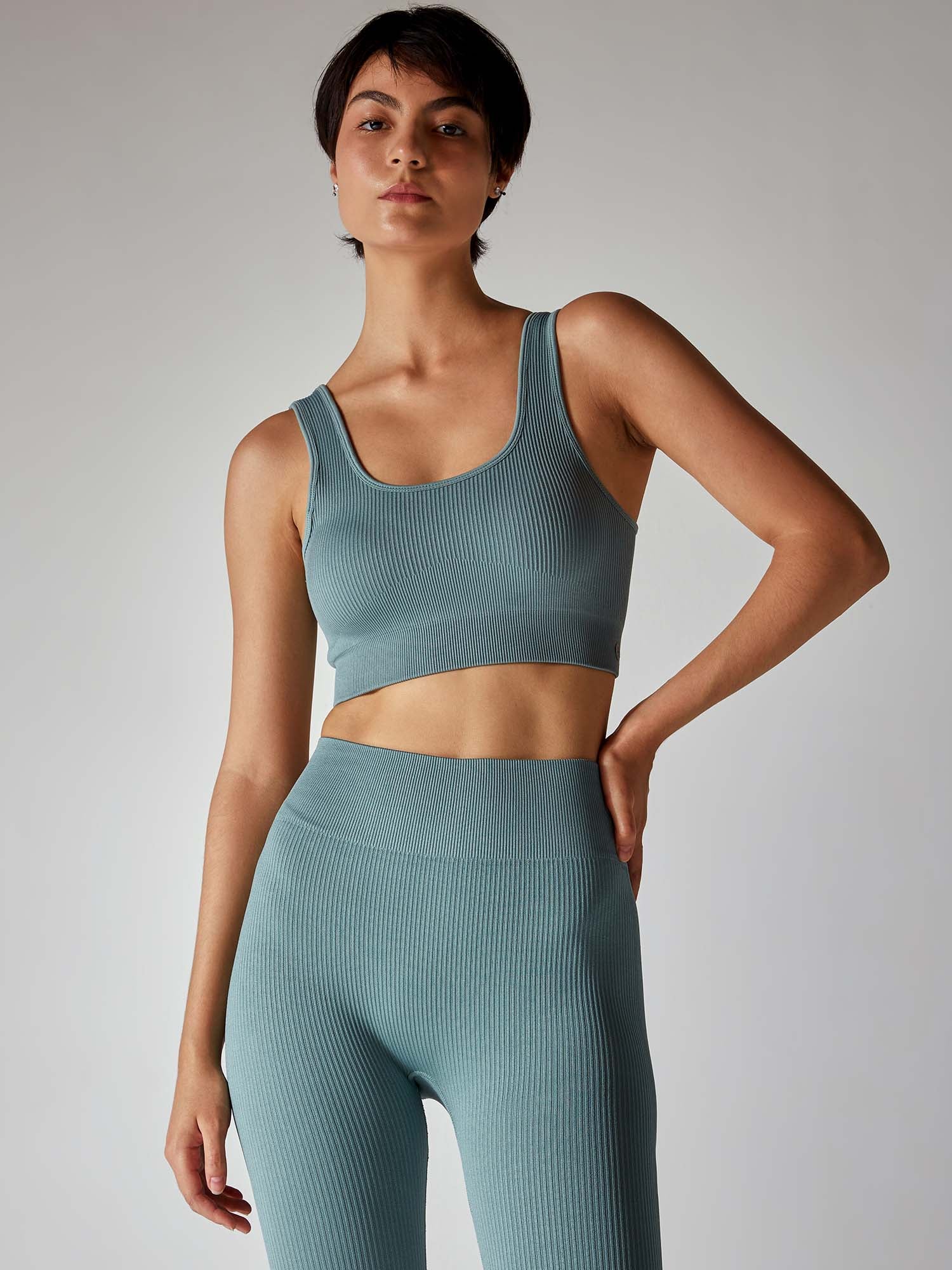 Slate Blue Seamless Cinched Activewear Set - Image 6