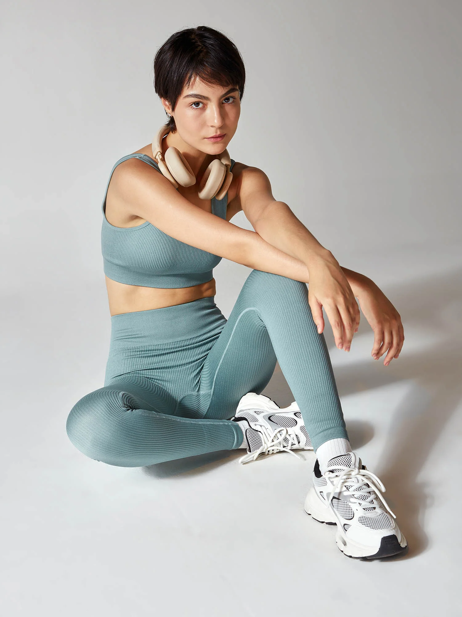Slate Blue Seamless Cinched Leggings - Image 3