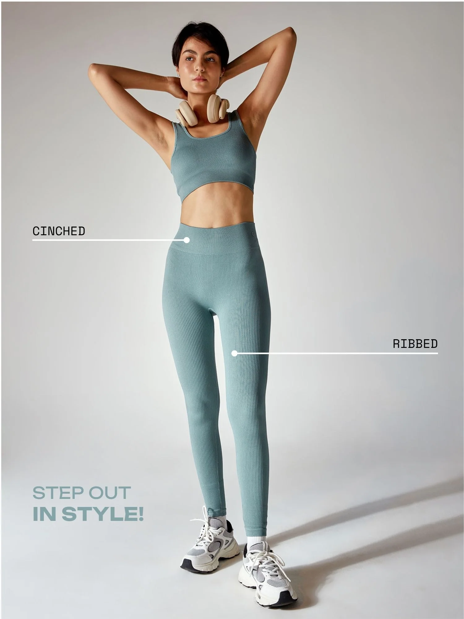 Slate Blue Seamless Cinched Leggings - Image 4