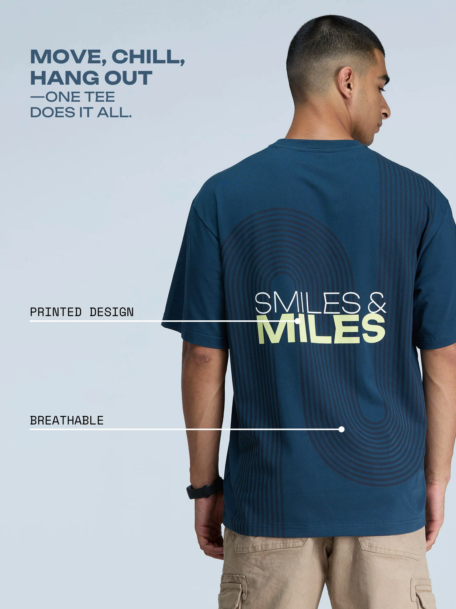 Steel Blue Graphic Oversized Tee - Men - Image 4