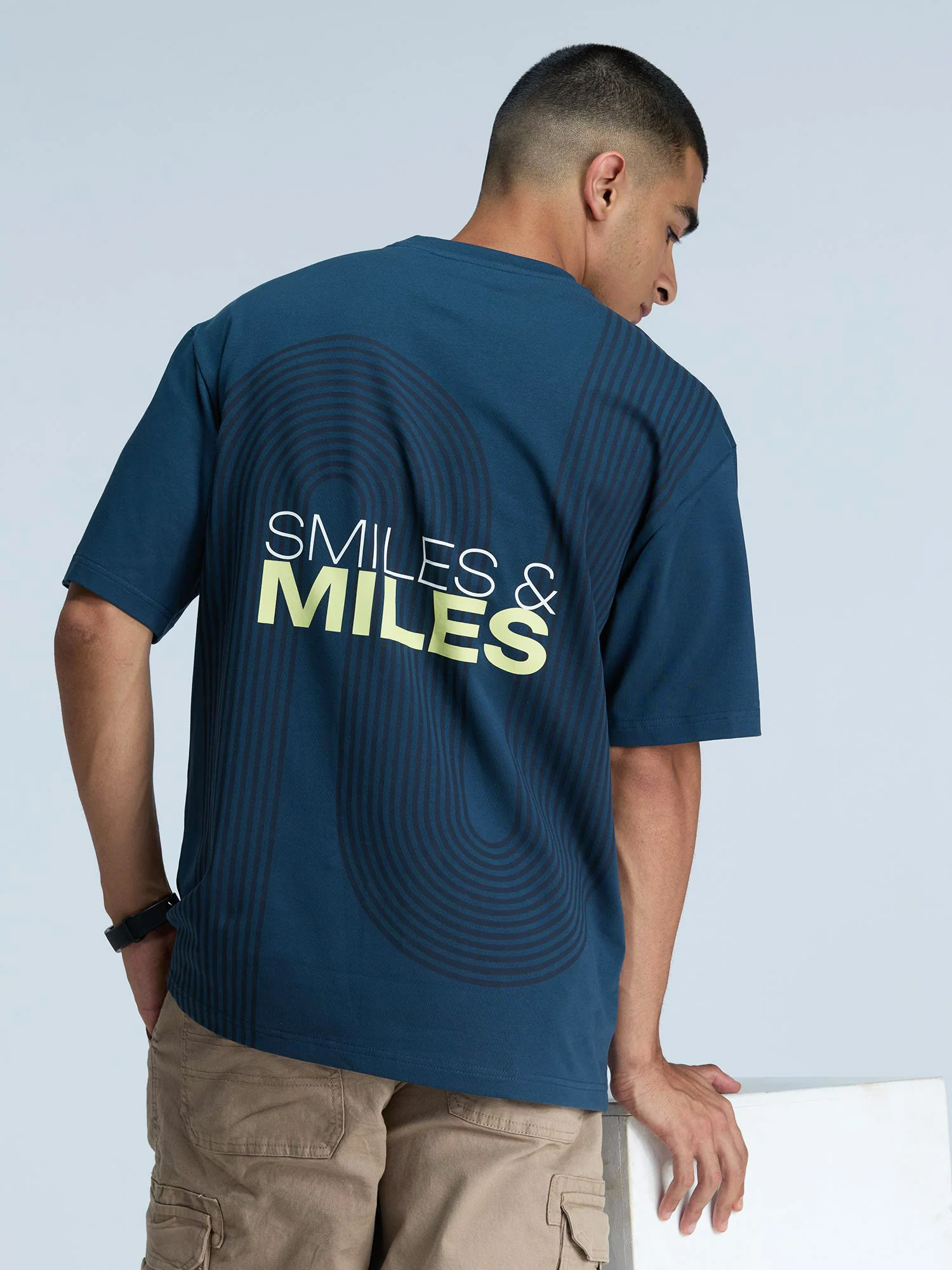 Steel Blue Graphic Oversized Tee - Men - Image 6