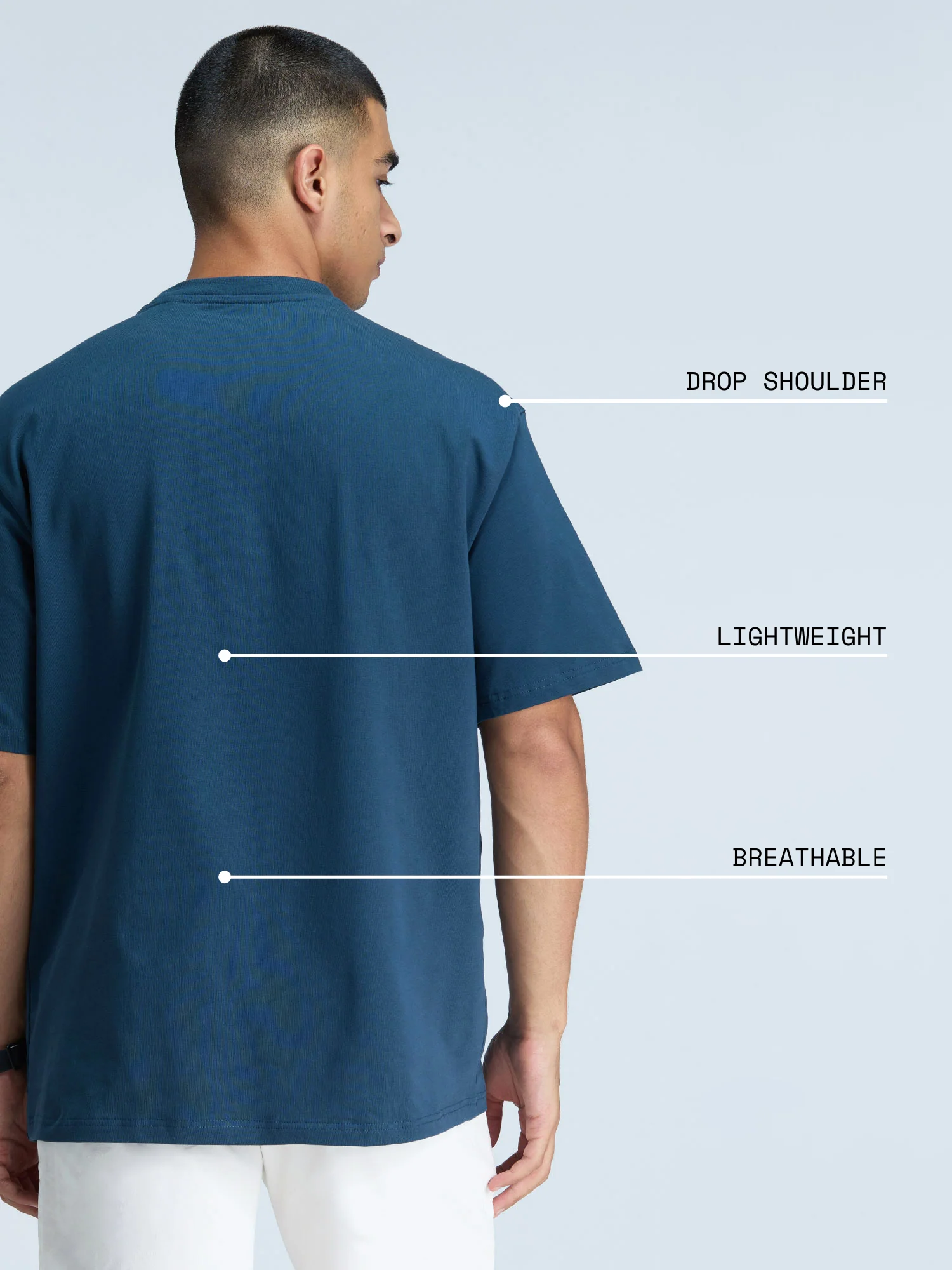Steel Blue Solid Oversized Tee - Men - Image 4
