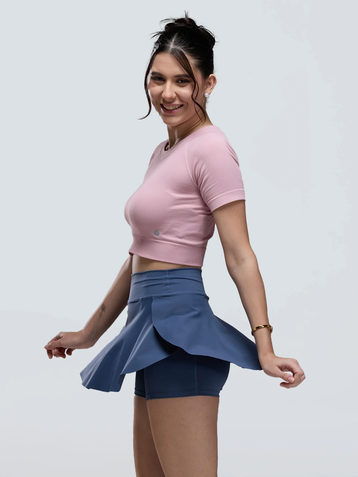 Steel Blue Swirl Tennis Skorts - Image 3