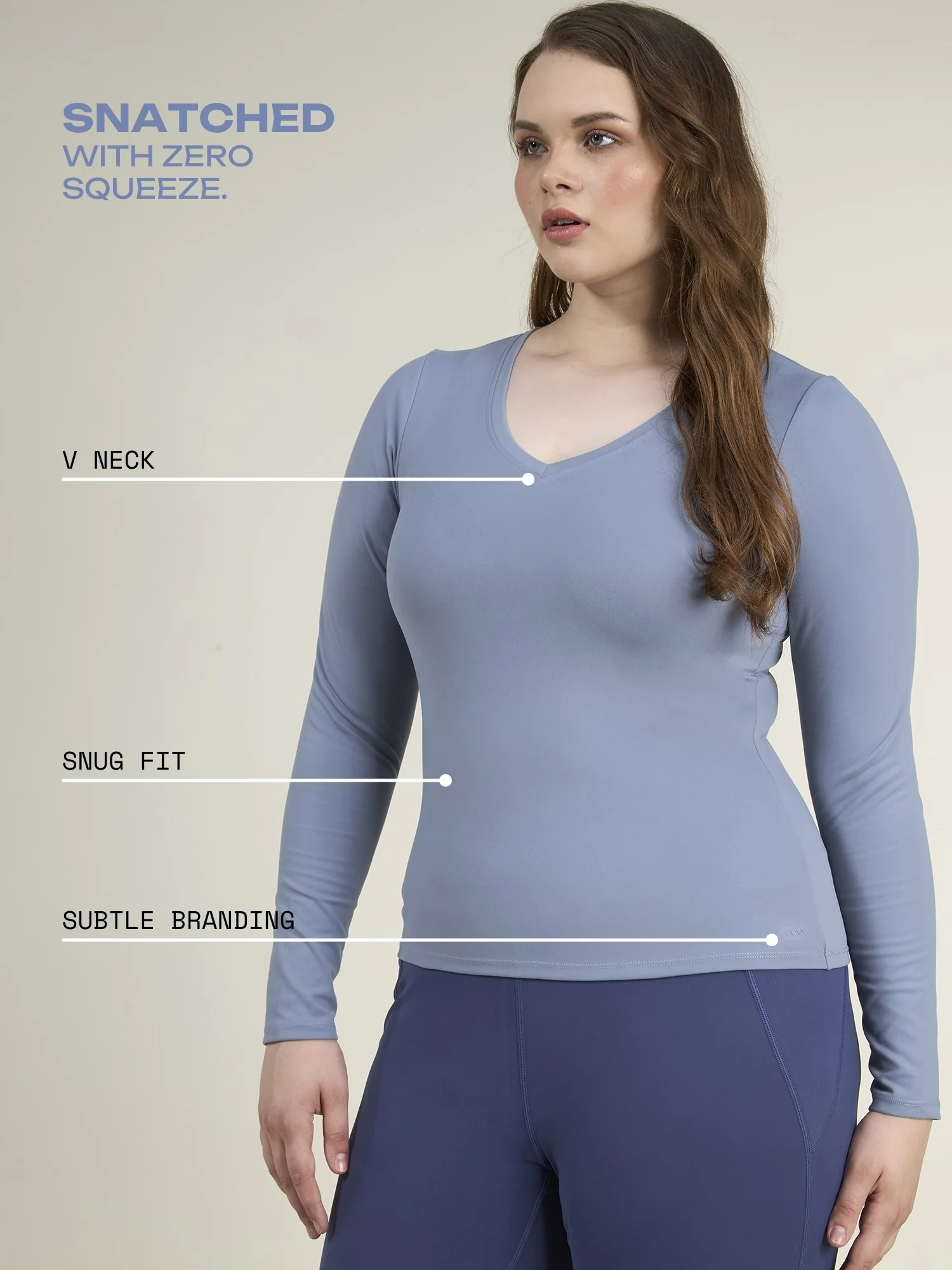 Storm Blue Sculpt V-Neck Top - Image 4