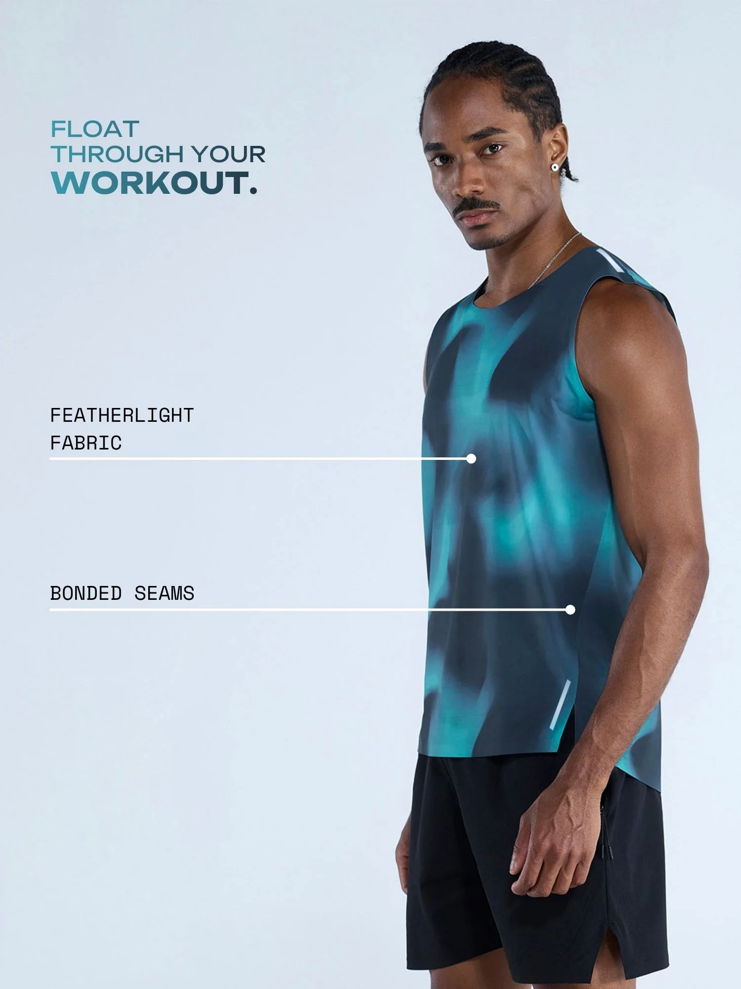 Teal Fluid Ozone Sleeveless Tank - Image 3