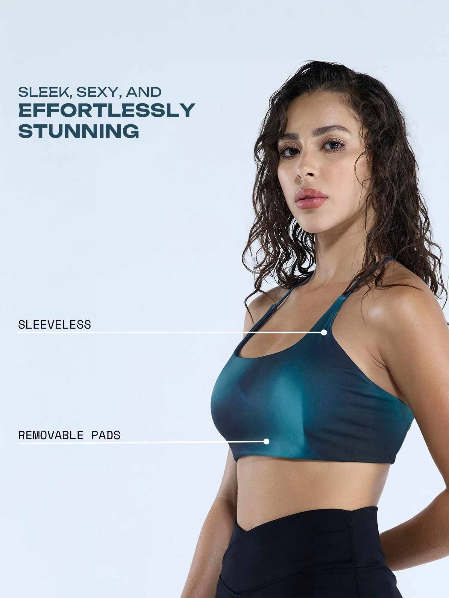 Teal Fluid Strap Back Sports Bra - Image 3