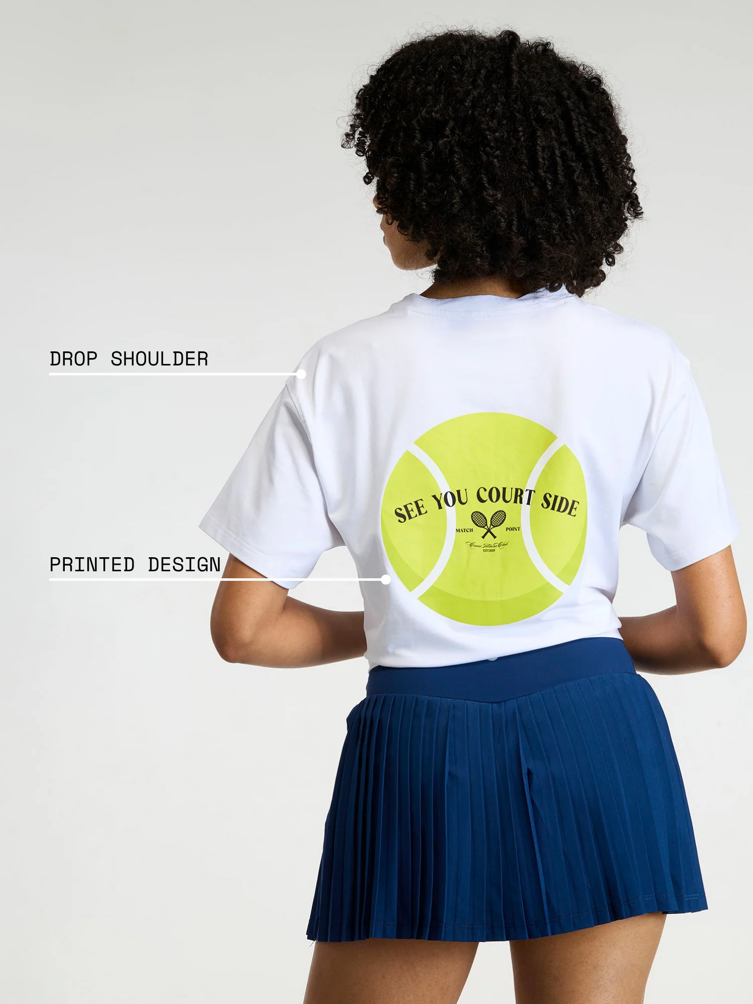 White Courtside Oversized Printed Tee - Women - Image 4