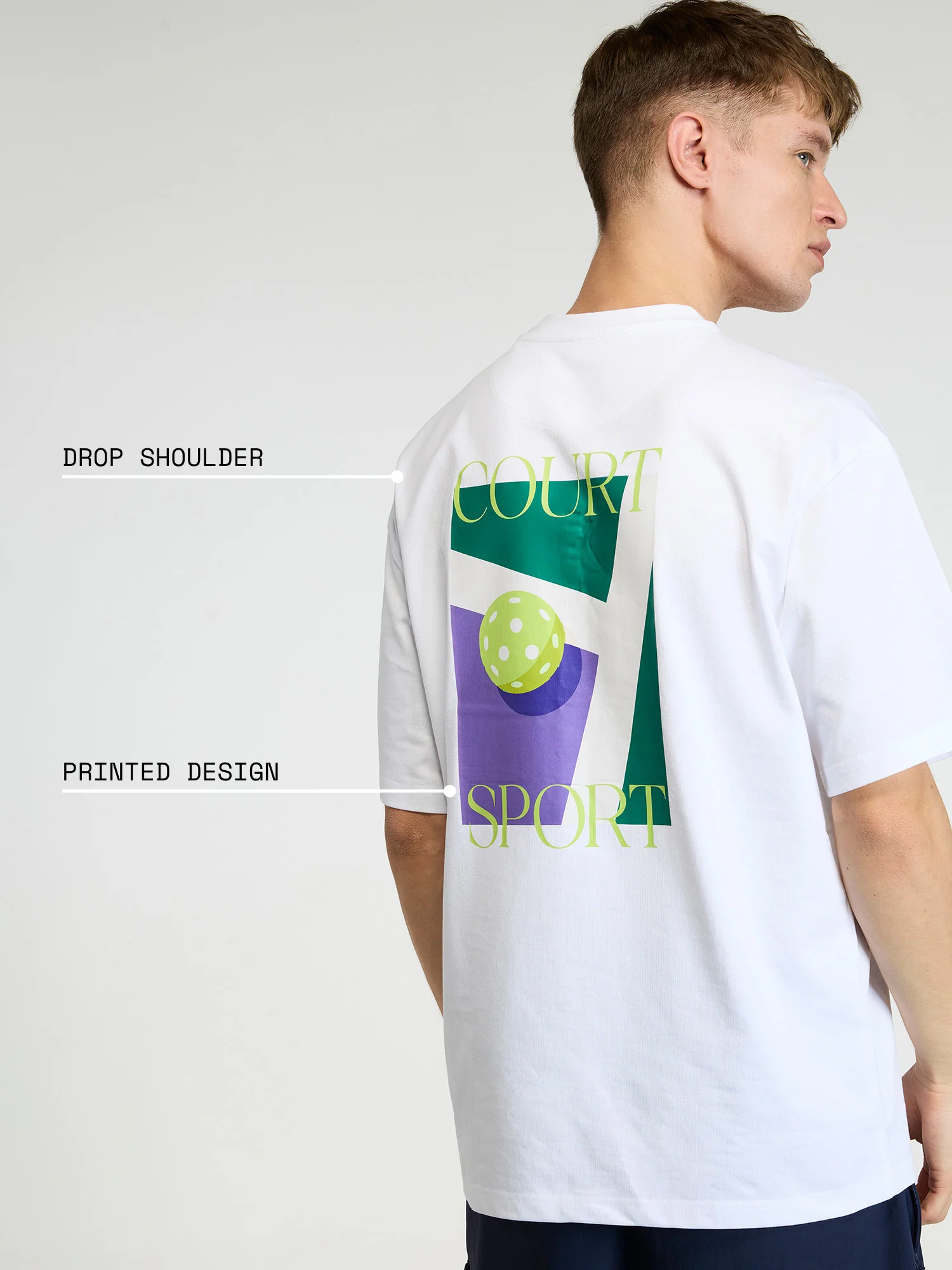 White Pickleball Oversized Printed Tee - Men - Image 4