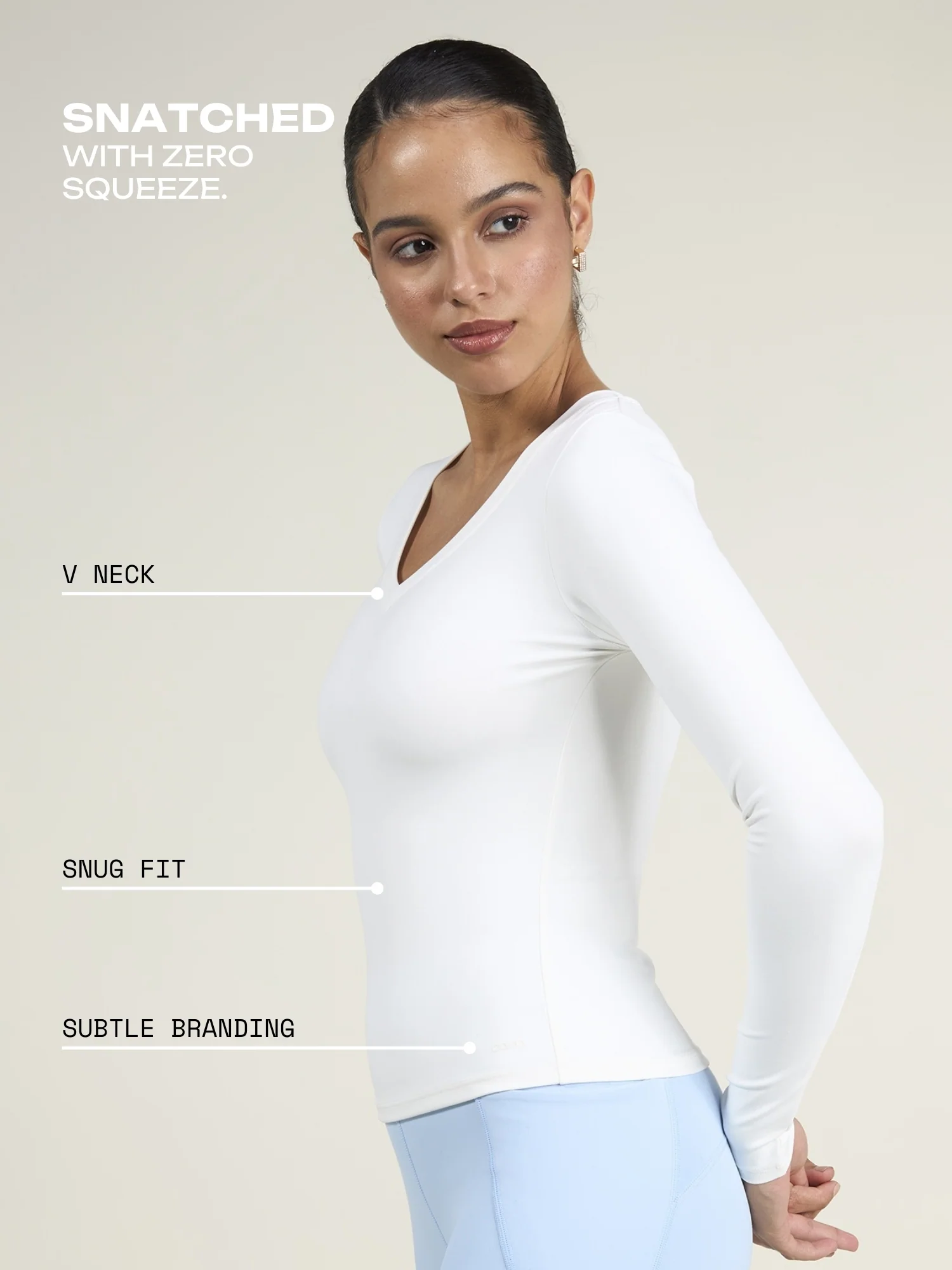 White Sculpt V-Neck Top - Image 3