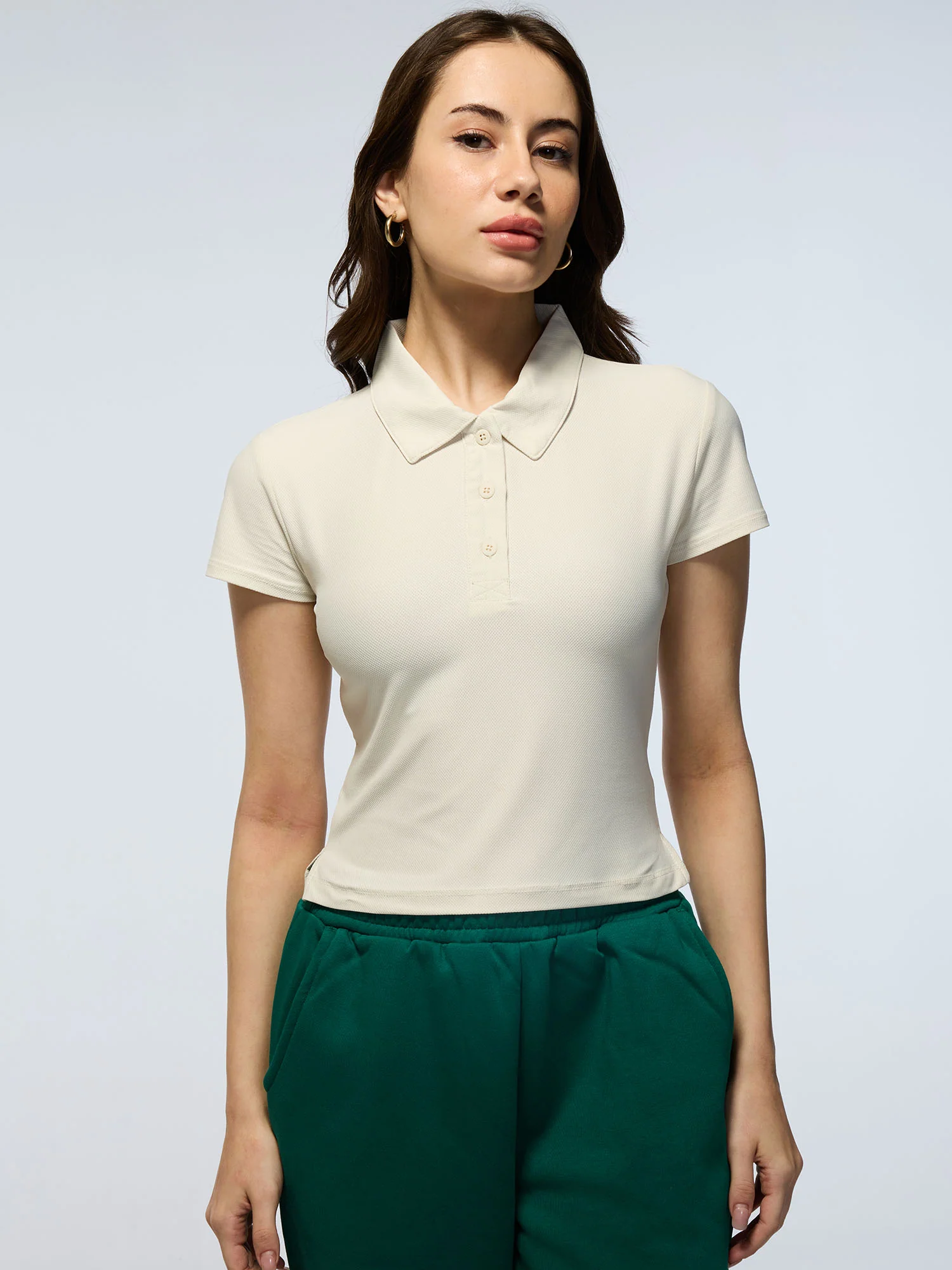 White Techpique Cropped Polo - Image 5