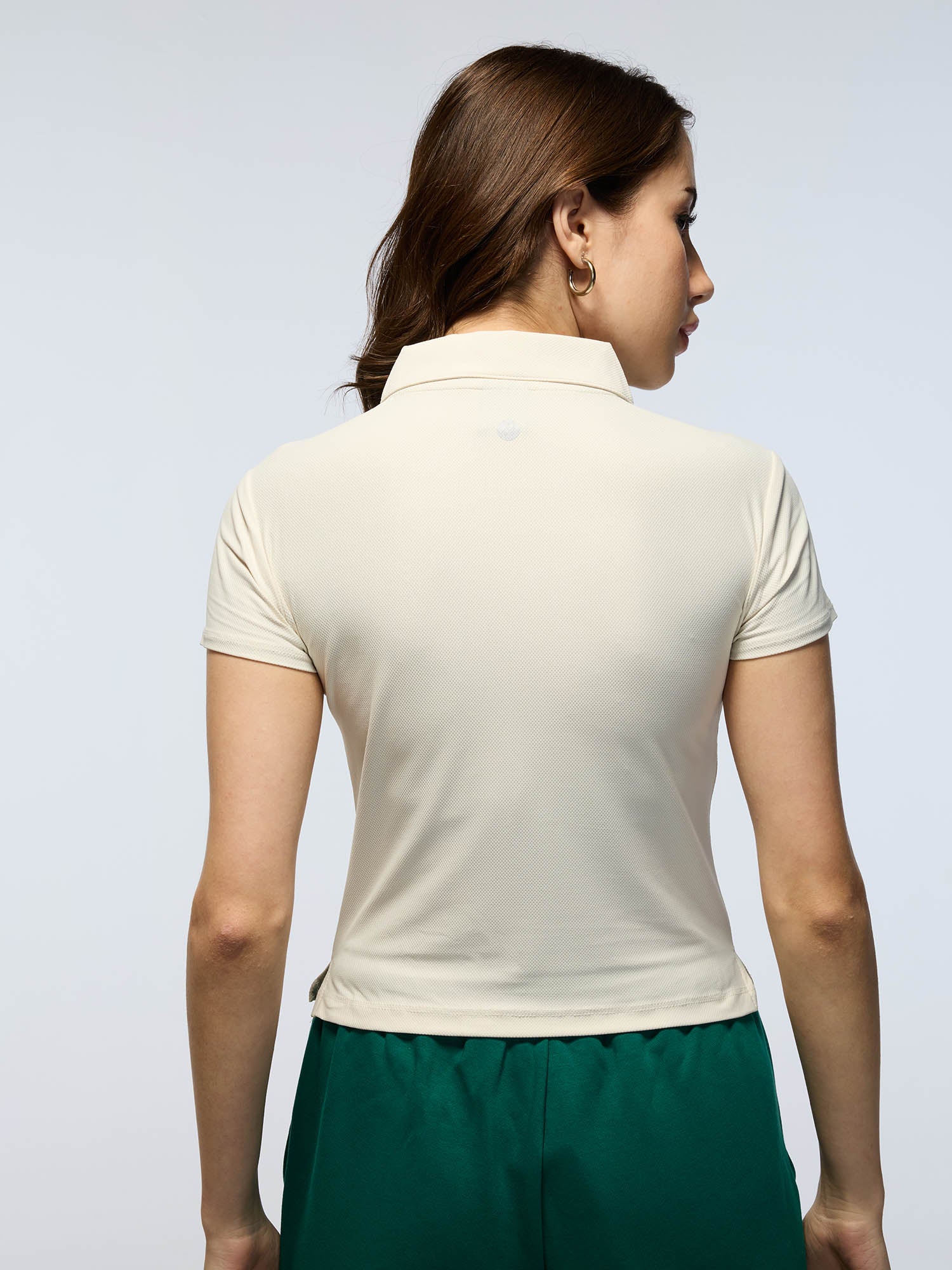 White Techpique Cropped Polo - Image 7