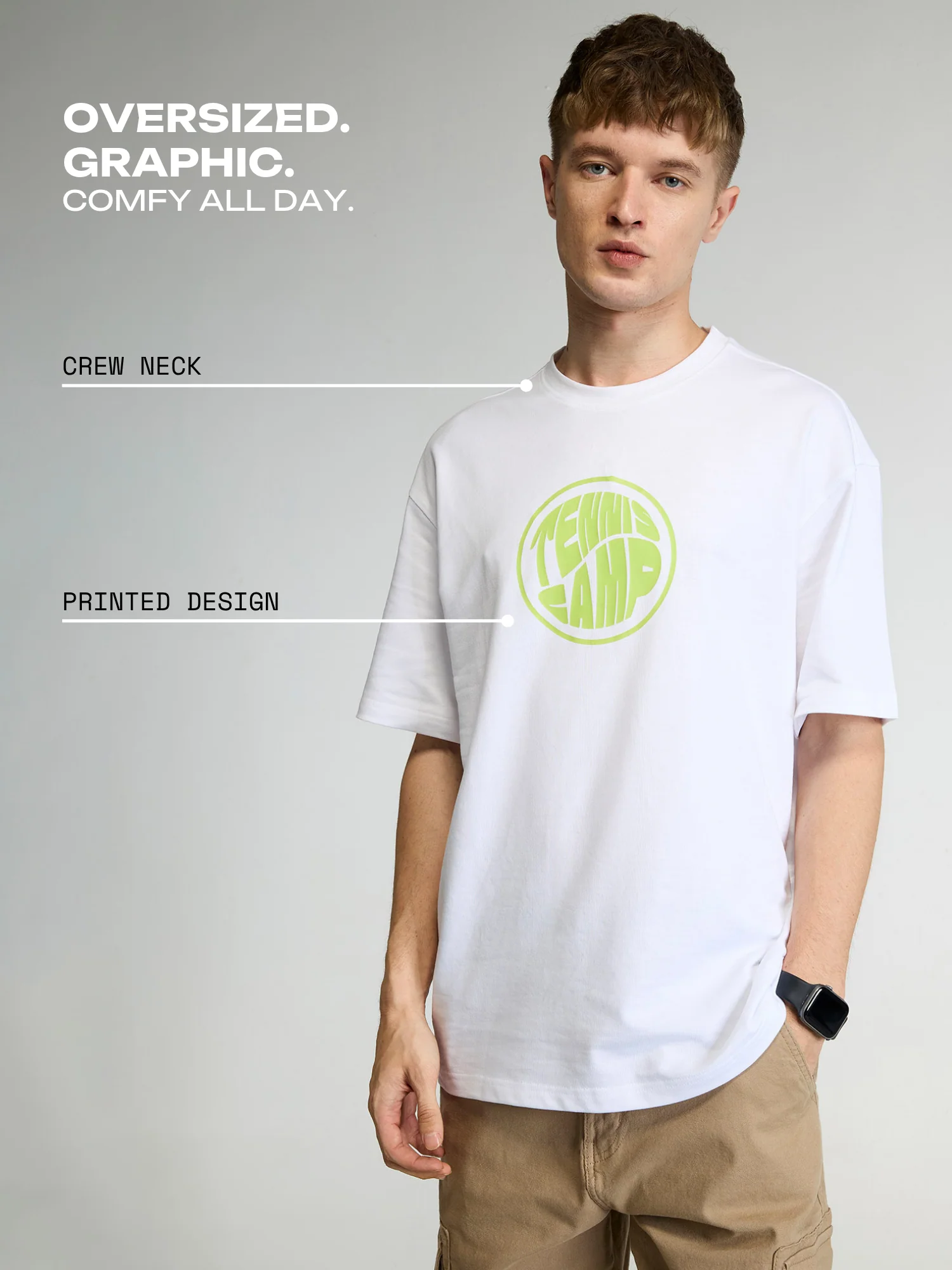 White Tenniscore Oversized Printed Tee - Men - Image 3