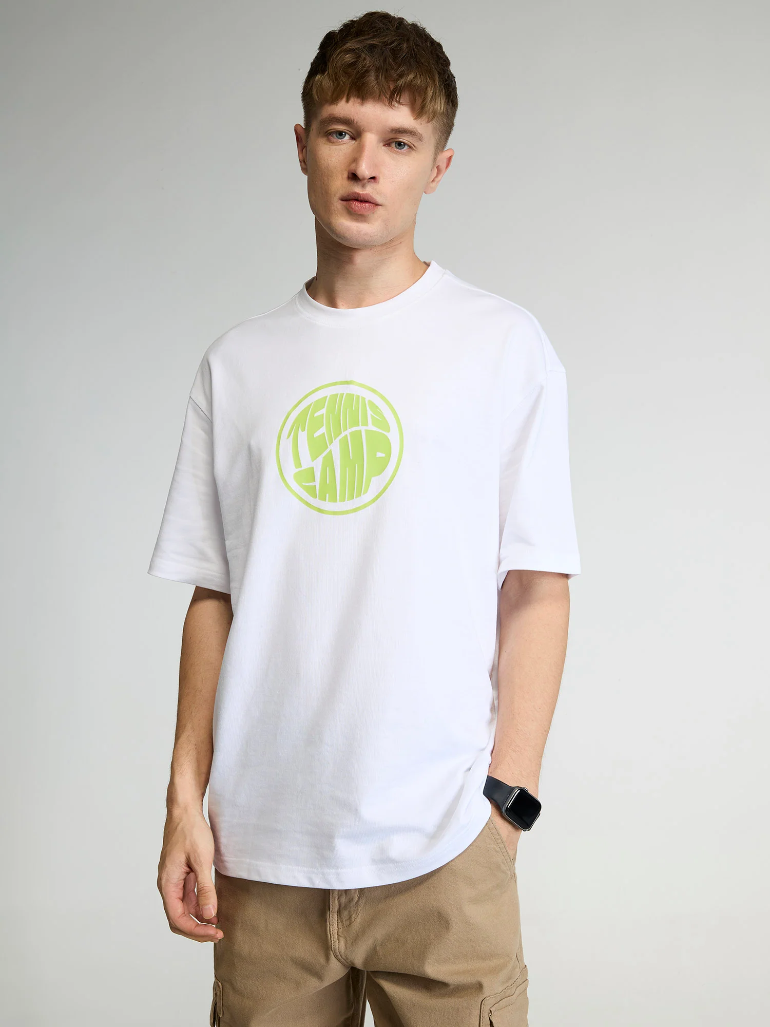 White Tenniscore Oversized Printed Tee - Men - Image 5