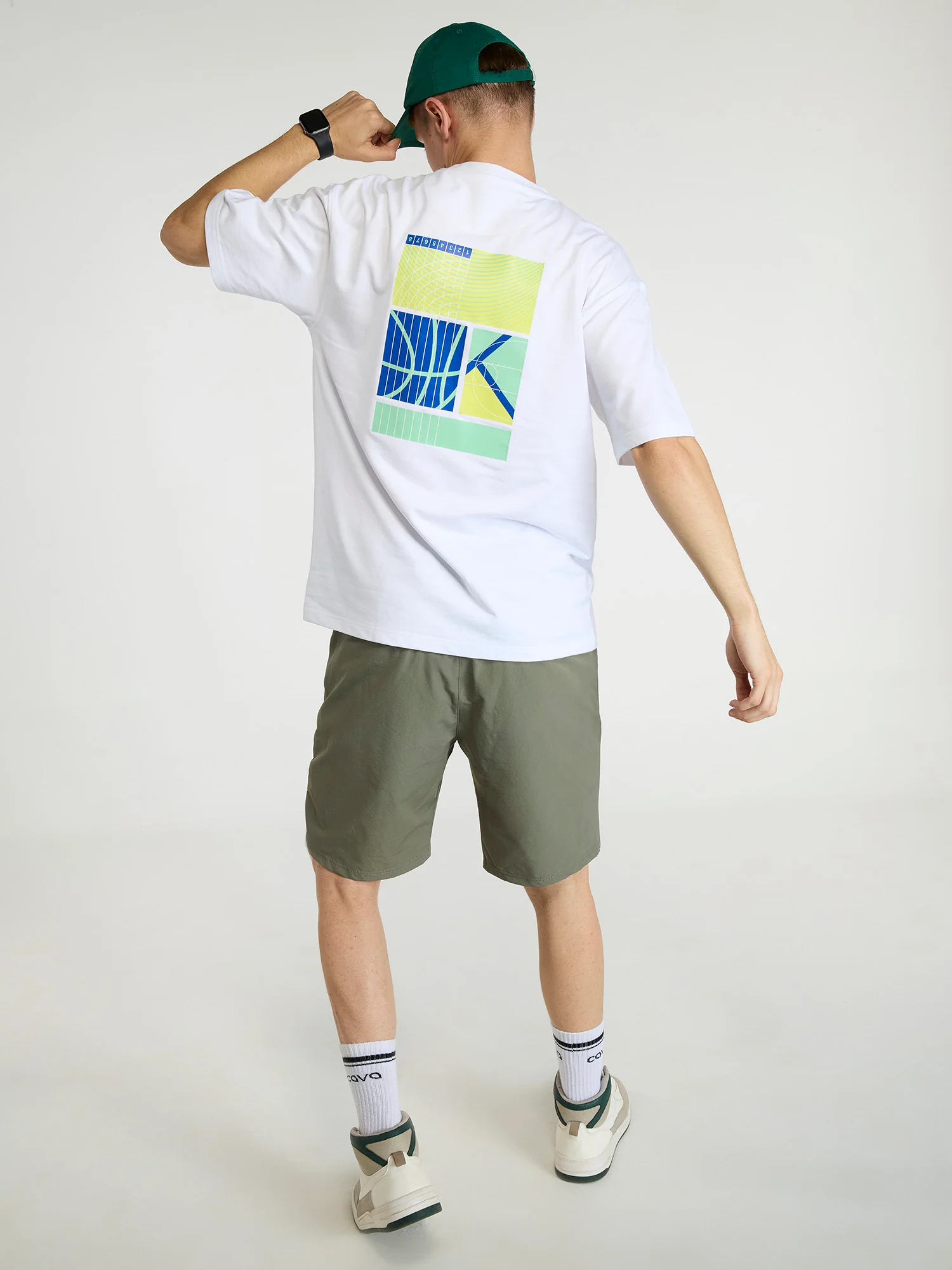 White Trackline Oversized Printed Tee - Men - Image 2