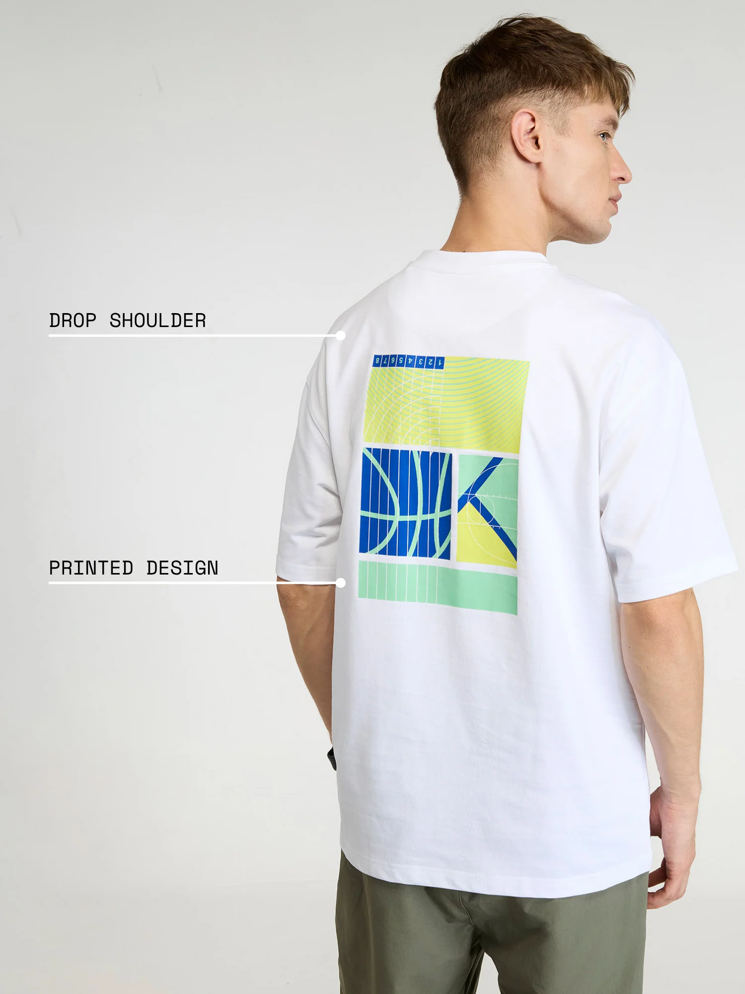White Trackline Oversized Printed Tee - Men - Image 3