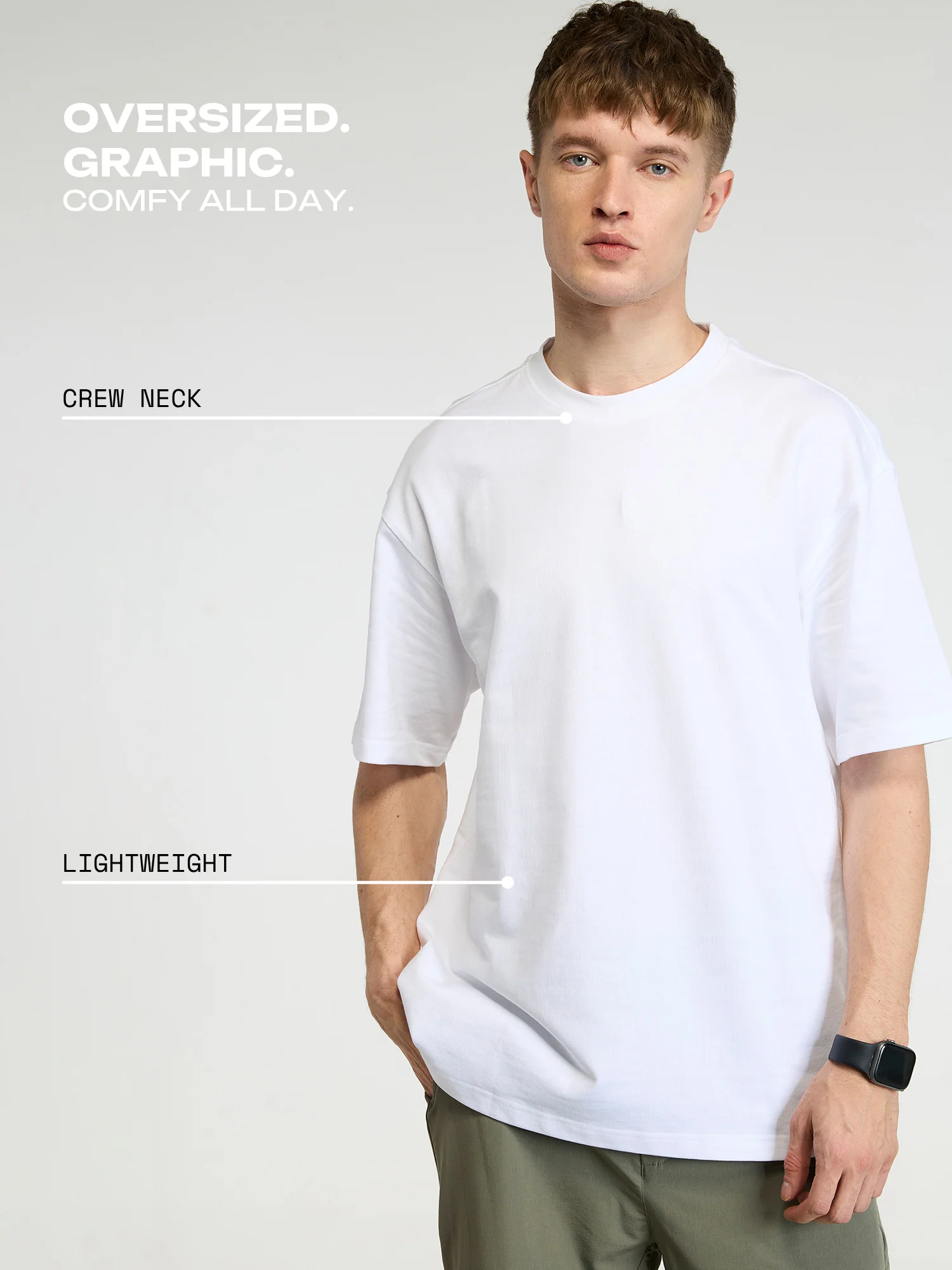 White Trackline Oversized Printed Tee - Men - Image 4