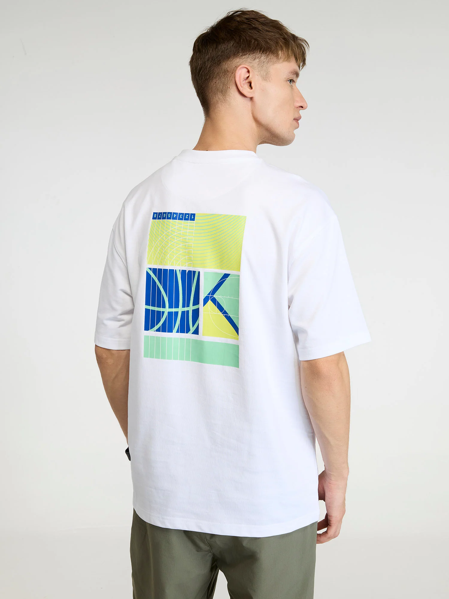White Trackline Oversized Printed Tee - Men - Image 5